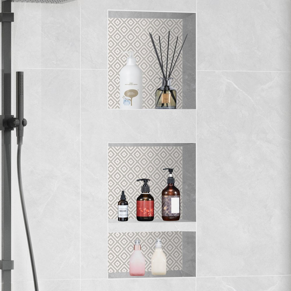 VEVOR Shower Niche Ready for Tile 16" x 16" & 16" x 20", Triple Shelf Organizer, Square Corners Wall-inserted Niche Recessed, Sealed Protection Modern Soap Storage Niche for Shower Bathroom, Black 