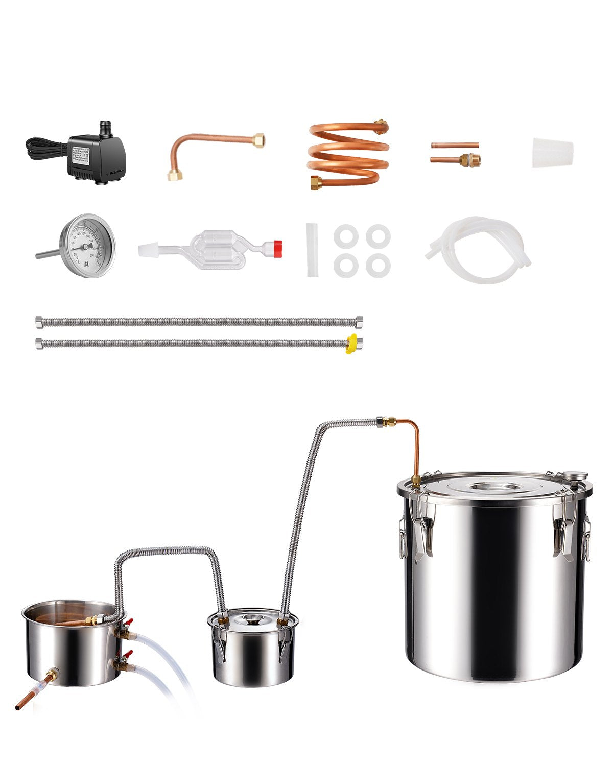 VEVOR Moonshine Still Water Alcohol Distiller 13.2Gal w/Thumper Keg & Water Pump 