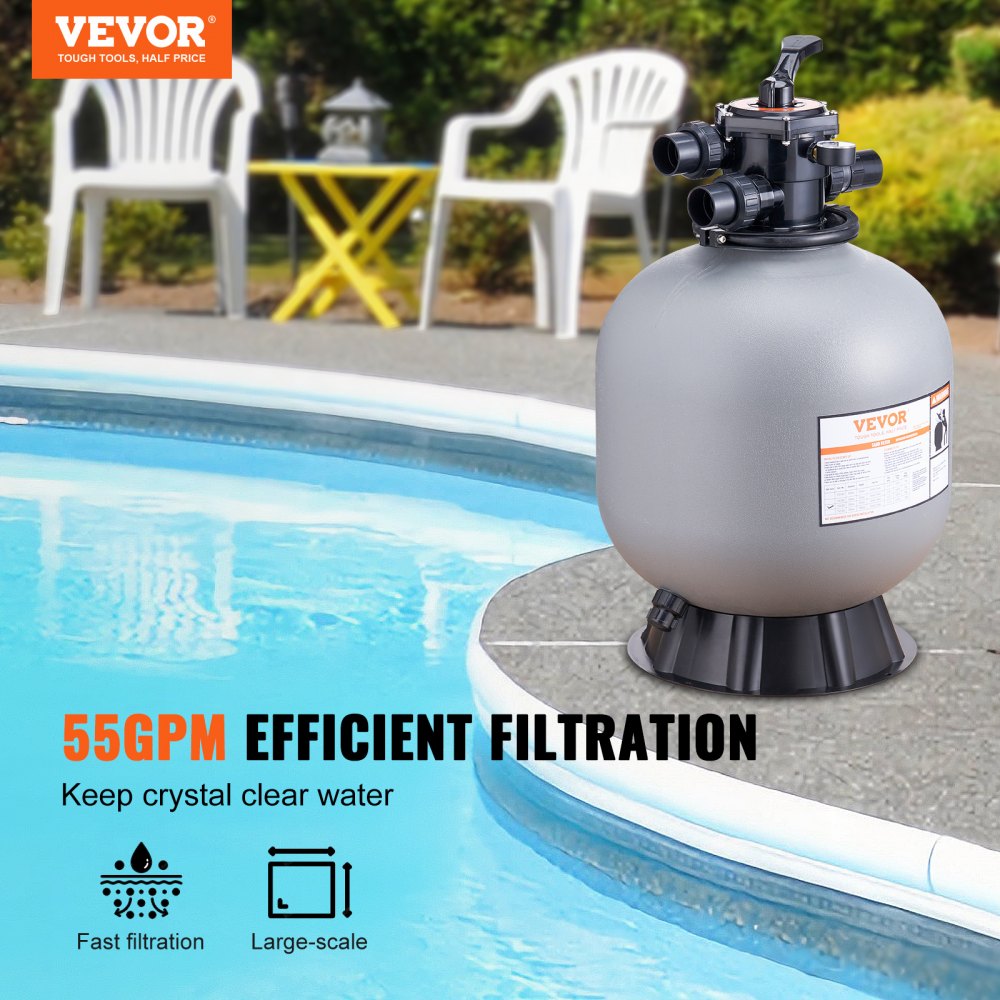 VEVOR Sand Filter 22" Above Inground Swimming Pool Sand Filter with 7-Way Valve 