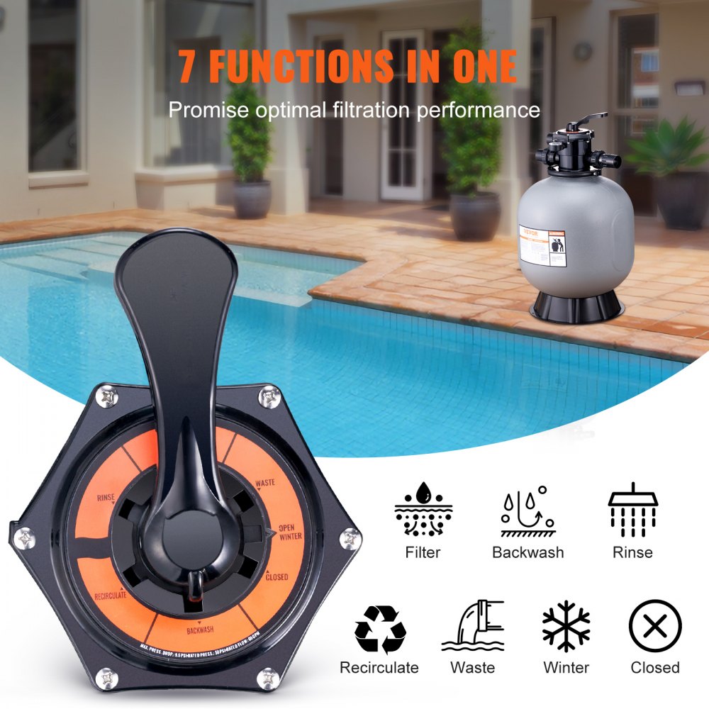 VEVOR Sand Filter 22" Above Inground Swimming Pool Sand Filter with 7-Way Valve 