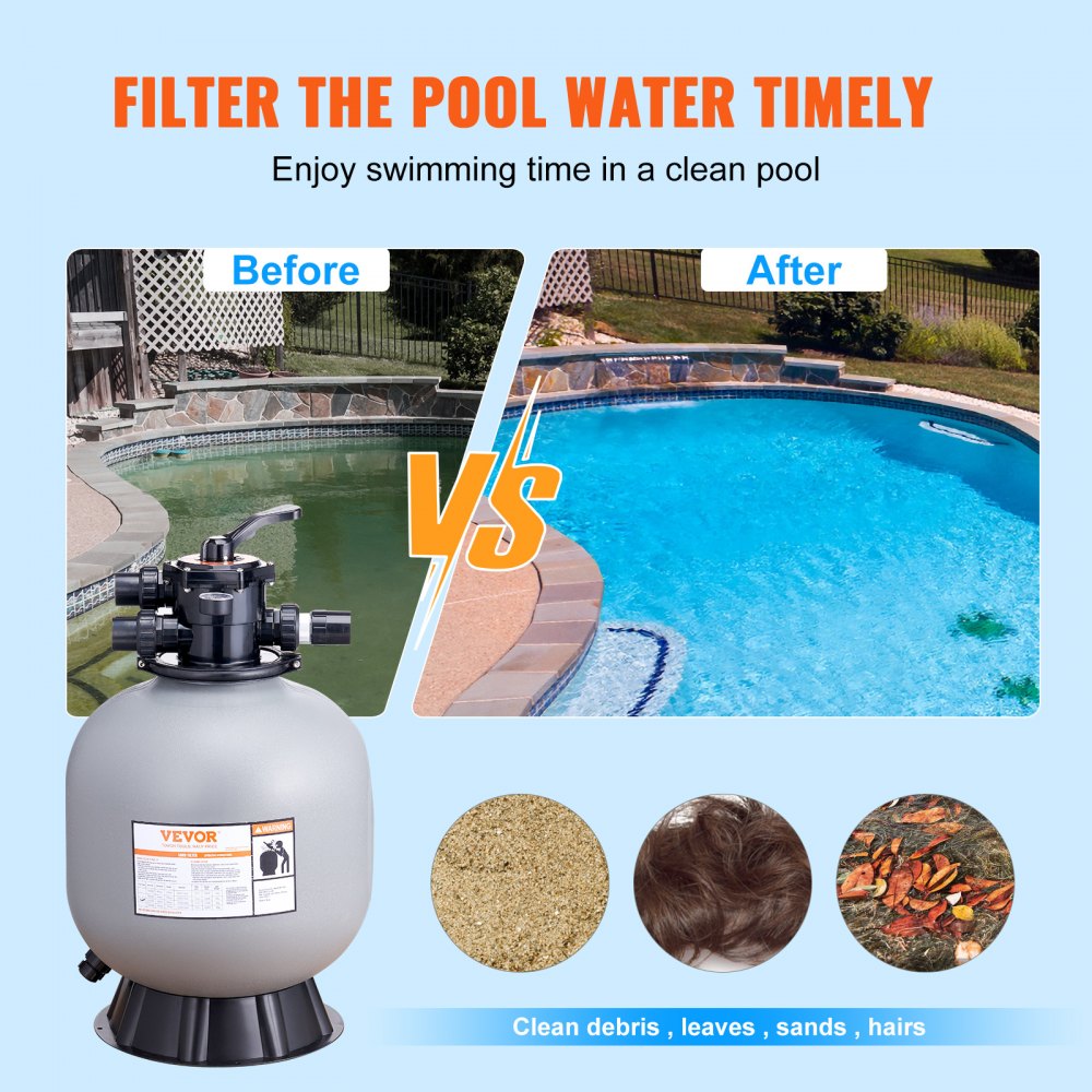 VEVOR Sand Filter 22" Above Inground Swimming Pool Sand Filter with 7-Way Valve 