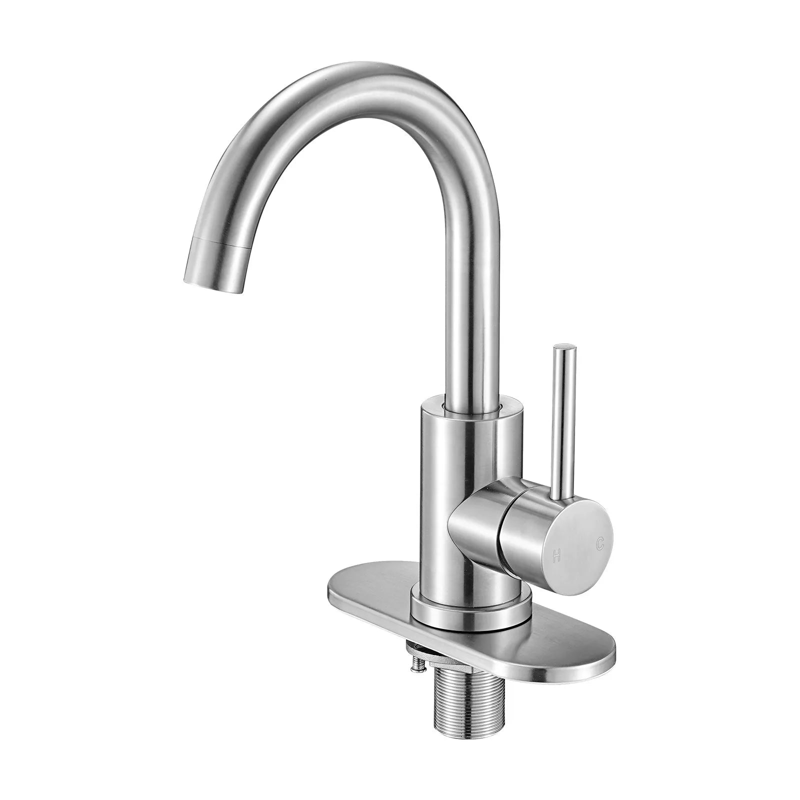 VEVOR Single Handle Sink Faucet, Kitchen Faucet Brushed Nickel Single Handle, Kitchen Water Faucets with Anti-Splash Aerator, Suitable for Bathroom, RV, Bar Sink, Public Restroom, High Arc Spout 