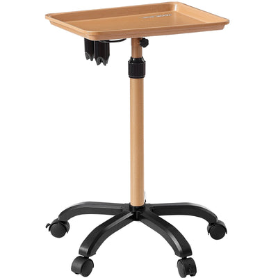 VEVOR Salon Tray Cart, 30"-43" Height Adjustable Rolling Salon Tray, Cold-rolled Plate Tattoo Tray with 5 Wheels (2 Lockable) for SPA Barber Clinic, Gold & Black 