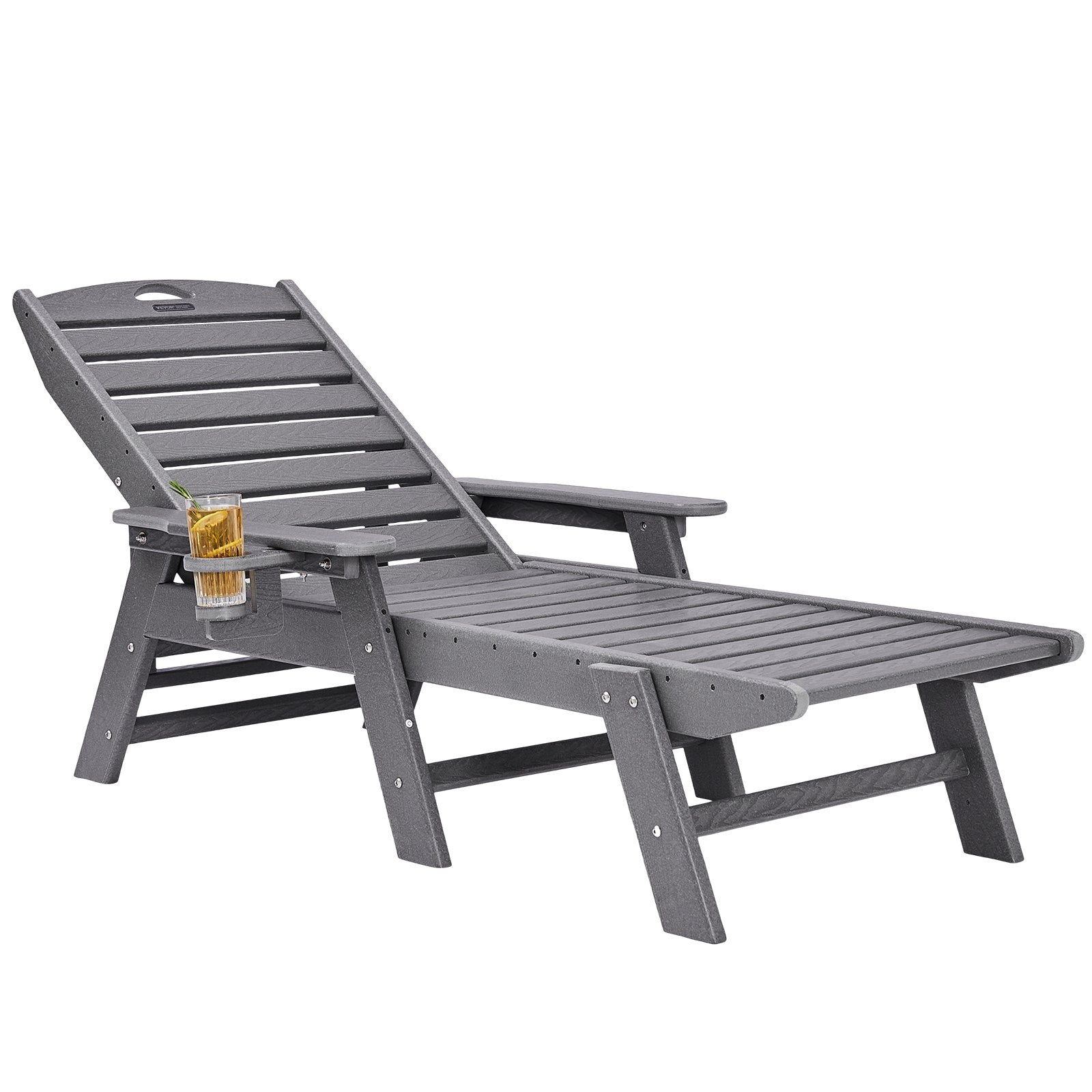 VEVOR Outdoor Chaise Lounge Chair Adjustable Patio Reclining Bench Lounger Gray 