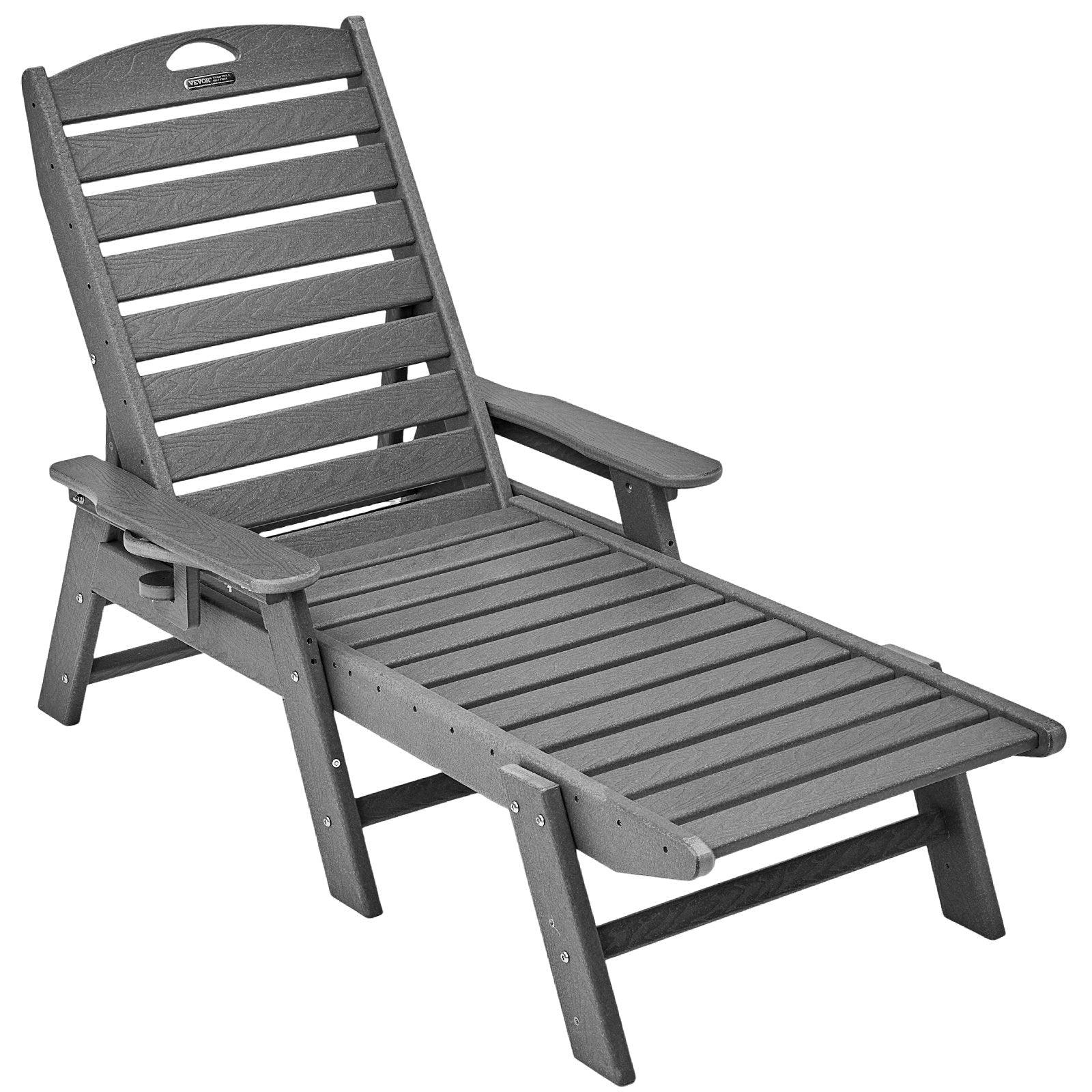 VEVOR Outdoor Chaise Lounge Chair Adjustable Patio Reclining Bench Lounger Gray 