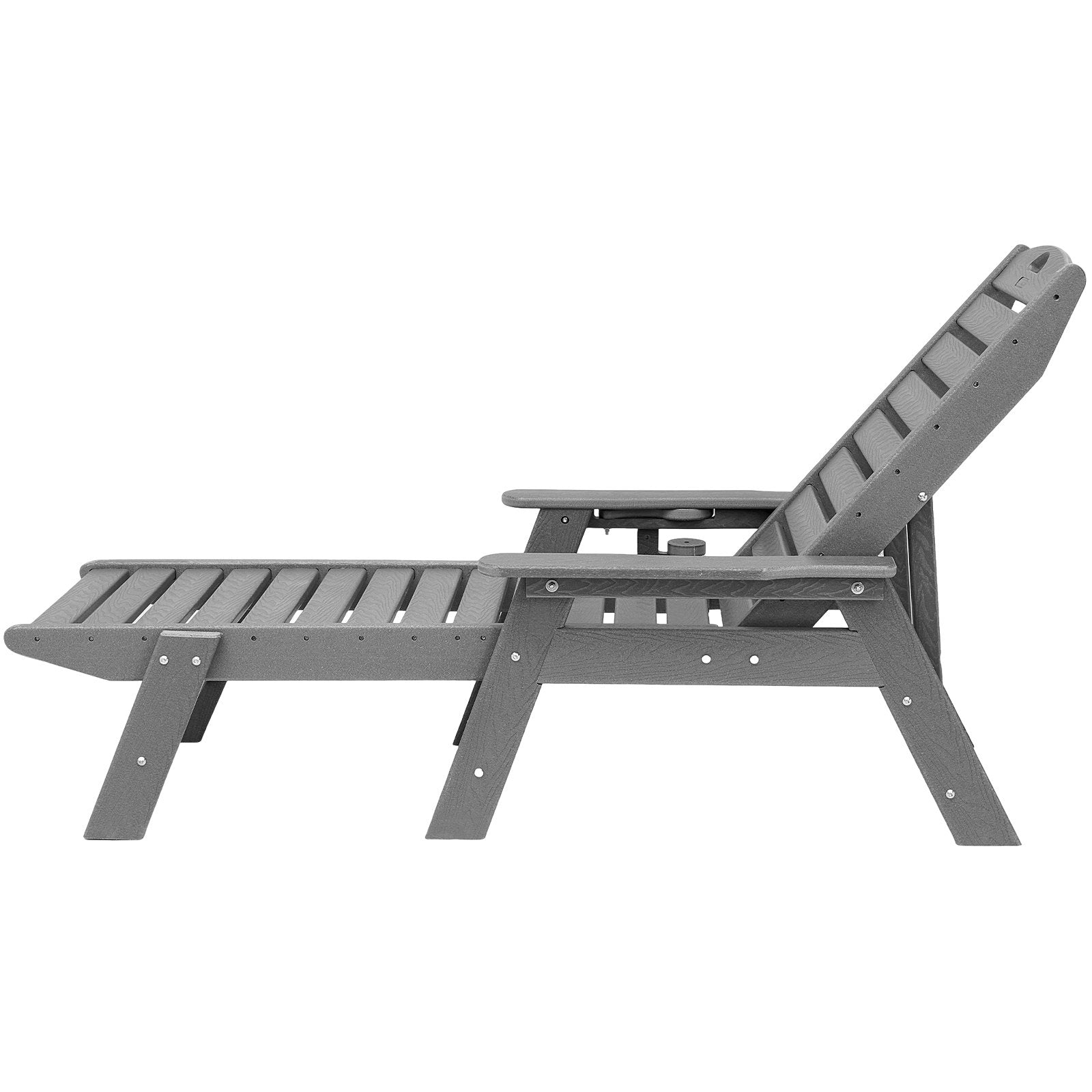 VEVOR Outdoor Chaise Lounge Chair Adjustable Patio Reclining Bench Lounger Gray 