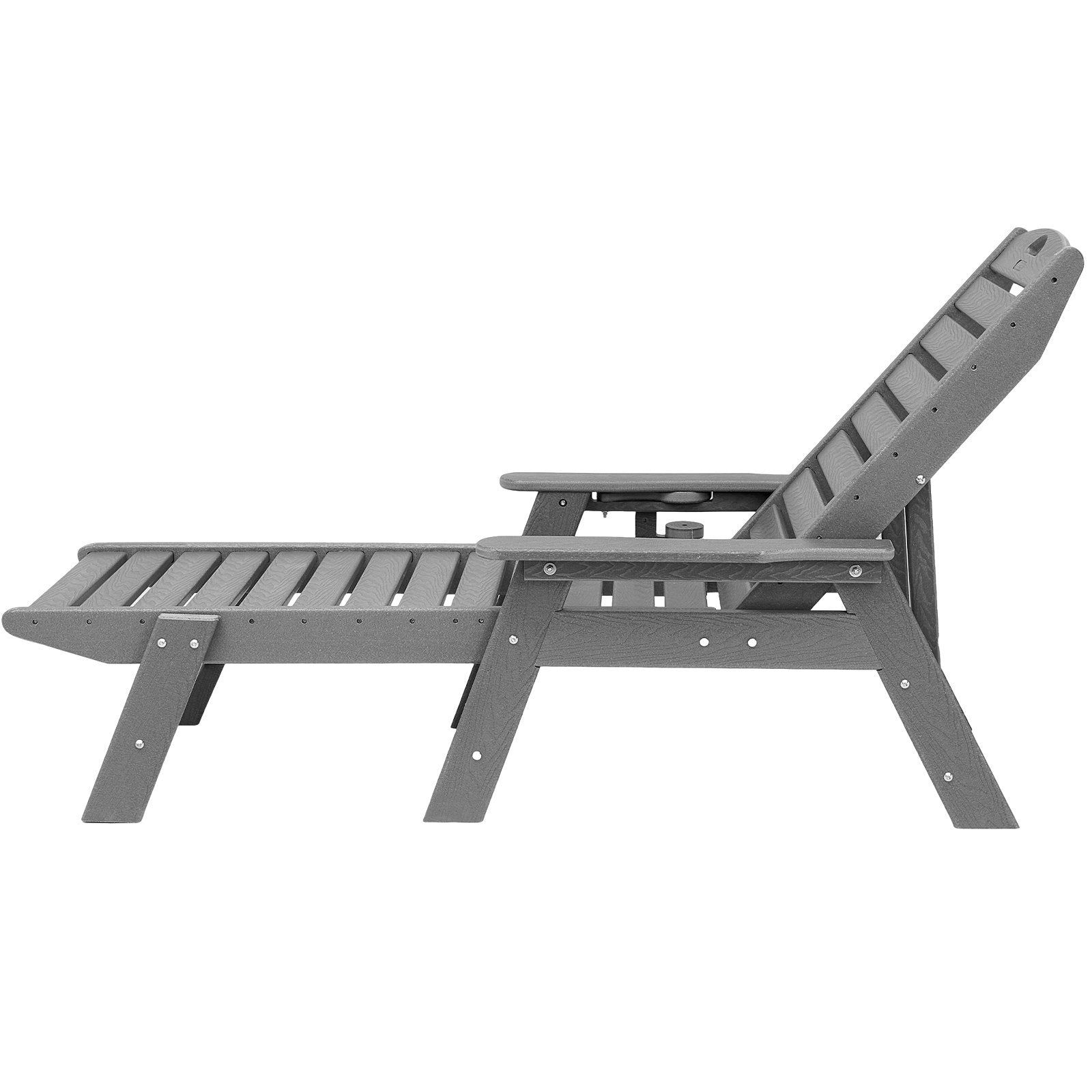 VEVOR Outdoor Chaise Lounge Chair Adjustable Patio Reclining Bench Lounger Gray 