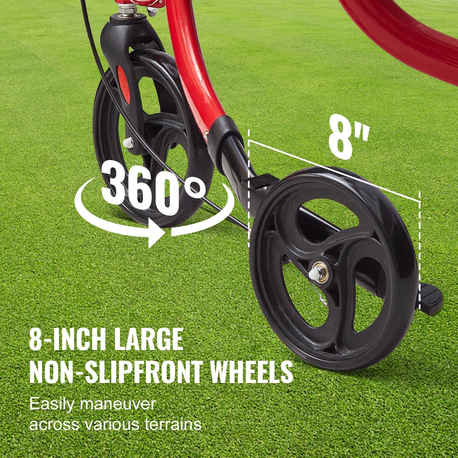 VEVOR 3 Wheels Rollator Walker for Seniors, Lightweight Aluminum Foldable Rolling Walker with Adjustable Handle, Outdoor Trio Mobility Walker with Large Wheels & Spacious Storage Bag, 260LBS Capacity 