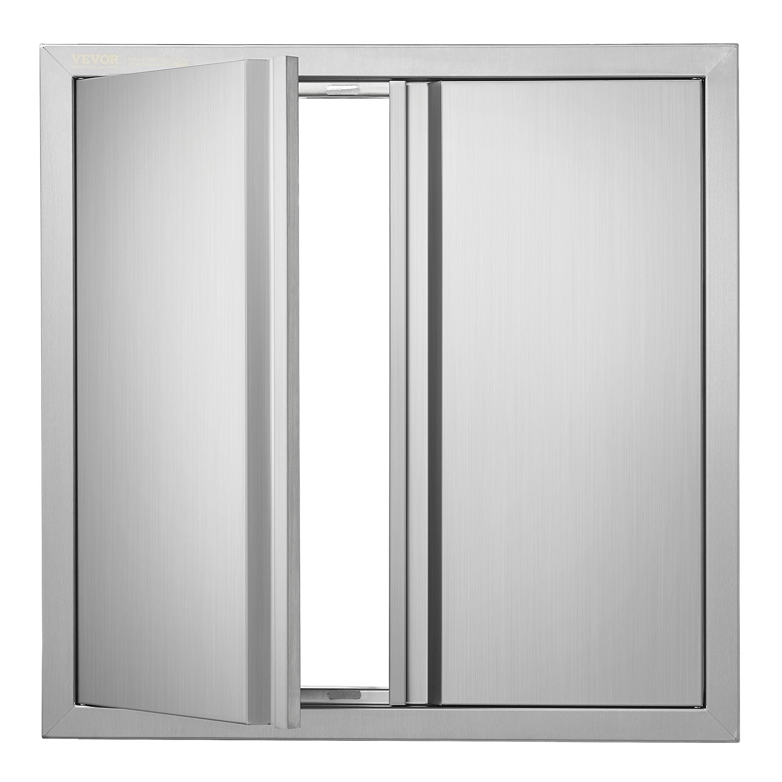 VEVOR BBQ Access Door, 24W x 24H Inch Double Outdoor Kitchen Door, Stainless Steel Flush Mount Door, Wall Vertical Door with Recessed Handles , for BBQ Island, Grilling Station, Outside Cabinet 