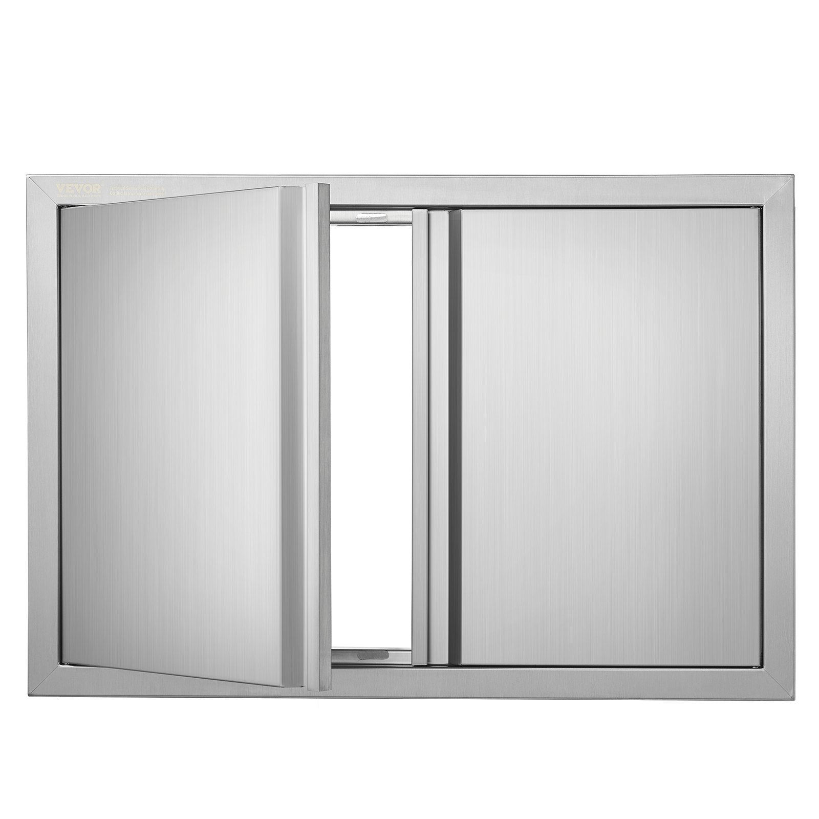 VEVOR BBQ Access Door, 28W x 19H Inch Double Outdoor Kitchen Door, Stainless Steel Flush Mount Door, Wall Vertical Door with Recessed Handles , for BBQ Island, Grilling Station, Outside Cabinet 
