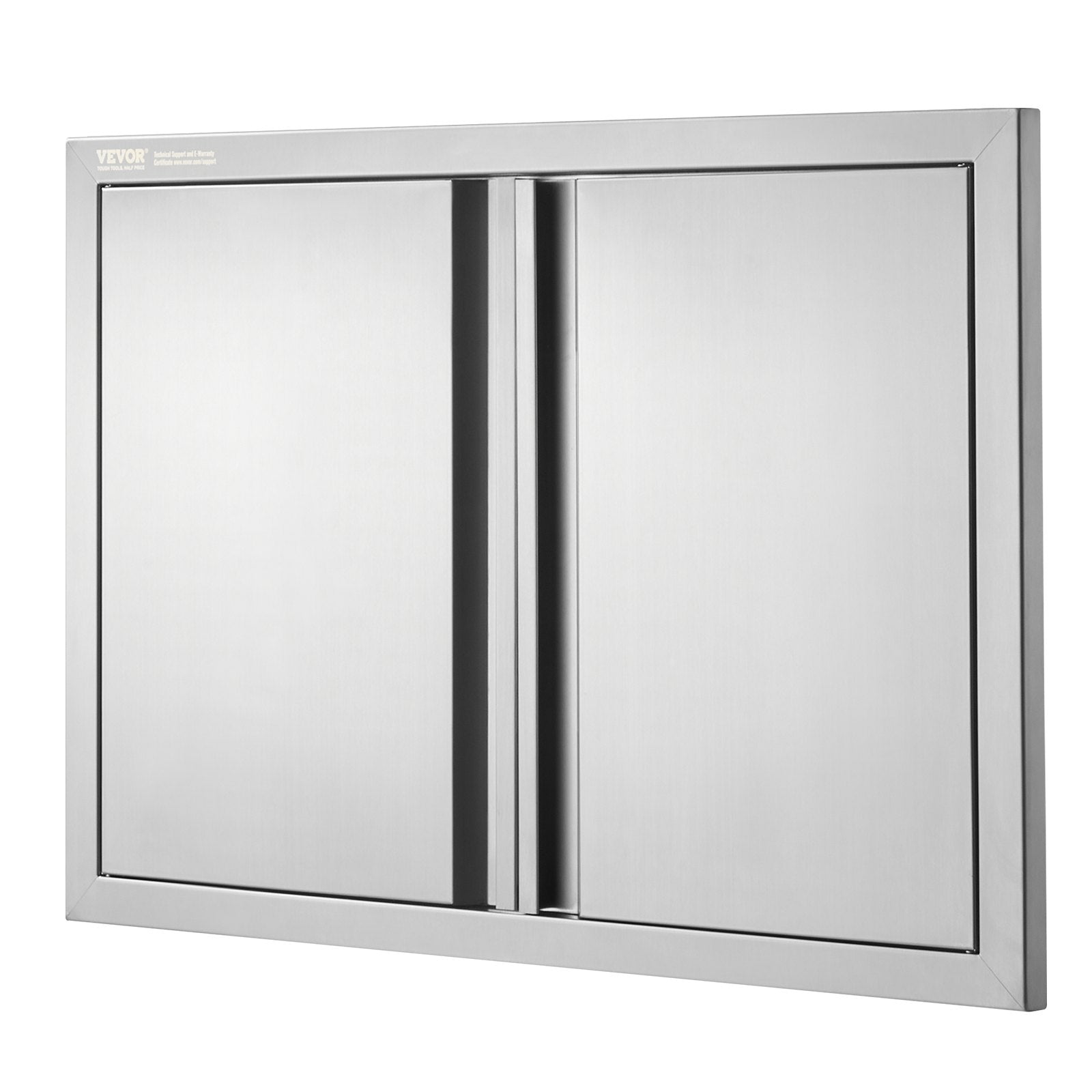 VEVOR BBQ Access Door, 28W x 19H Inch Double Outdoor Kitchen Door, Stainless Steel Flush Mount Door, Wall Vertical Door with Recessed Handles , for BBQ Island, Grilling Station, Outside Cabinet 