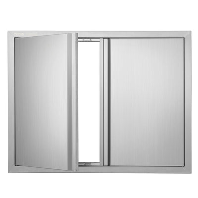 VEVOR BBQ Access Door, 31W x 24H Inch Double Outdoor Kitchen Door, Stainless Steel Flush Mount Door, Wall Vertical Door with Recessed Handles , for BBQ Island, Grilling Station, Outside Cabinet 