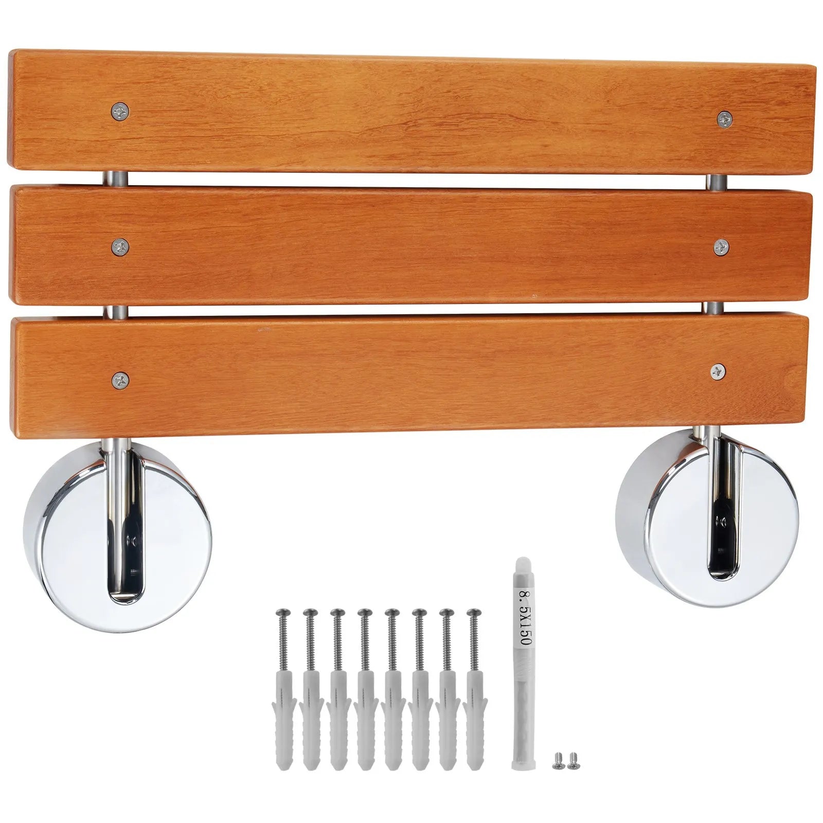 VEVOR Folding Teak Shower Seat 20.1" x 13.2" Wall Mounted Shower Bench 440 lbs
