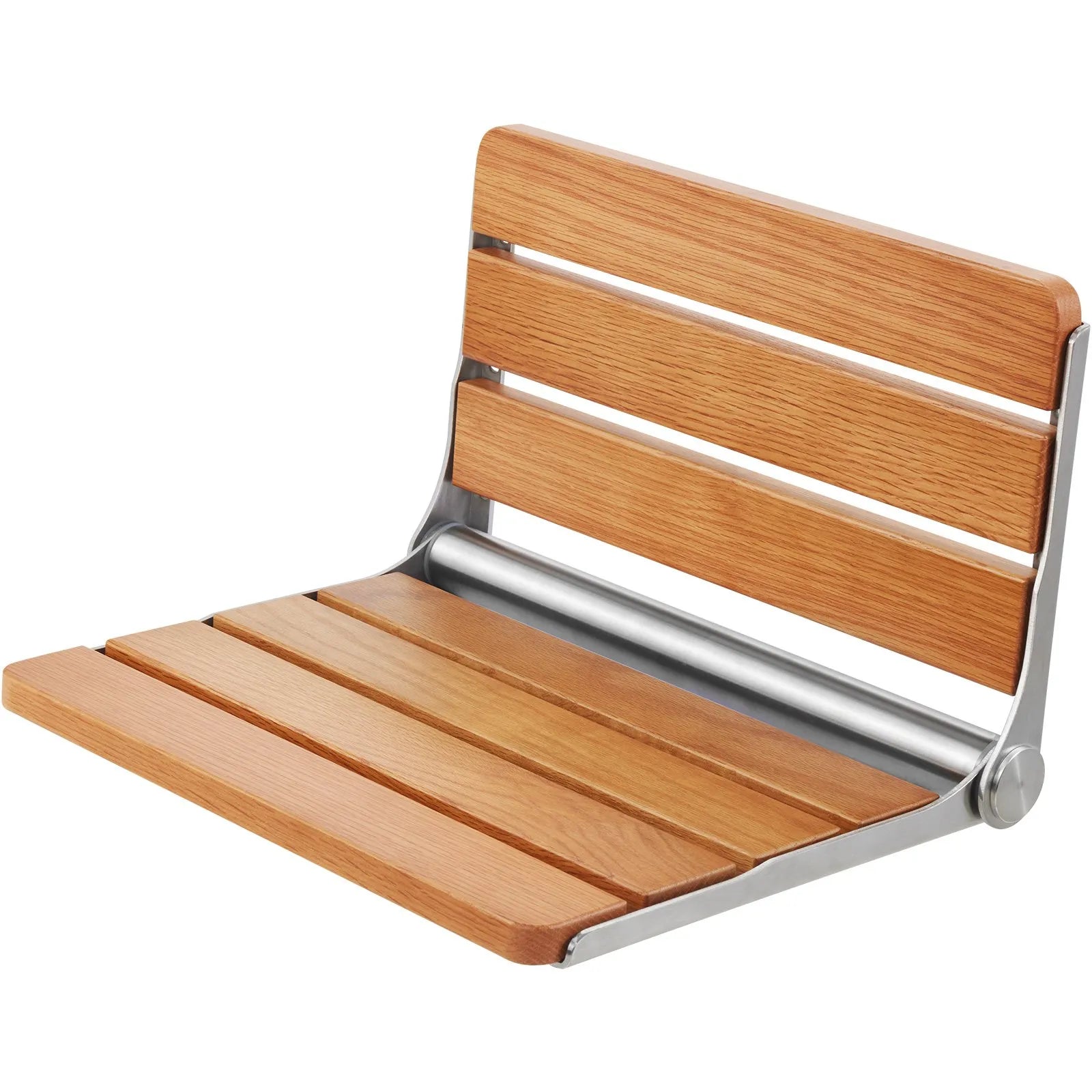 VEVOR Folding Oak Shower Seat 16.1" x 13.4" Wall Mounted Shower Bench 440 lbs