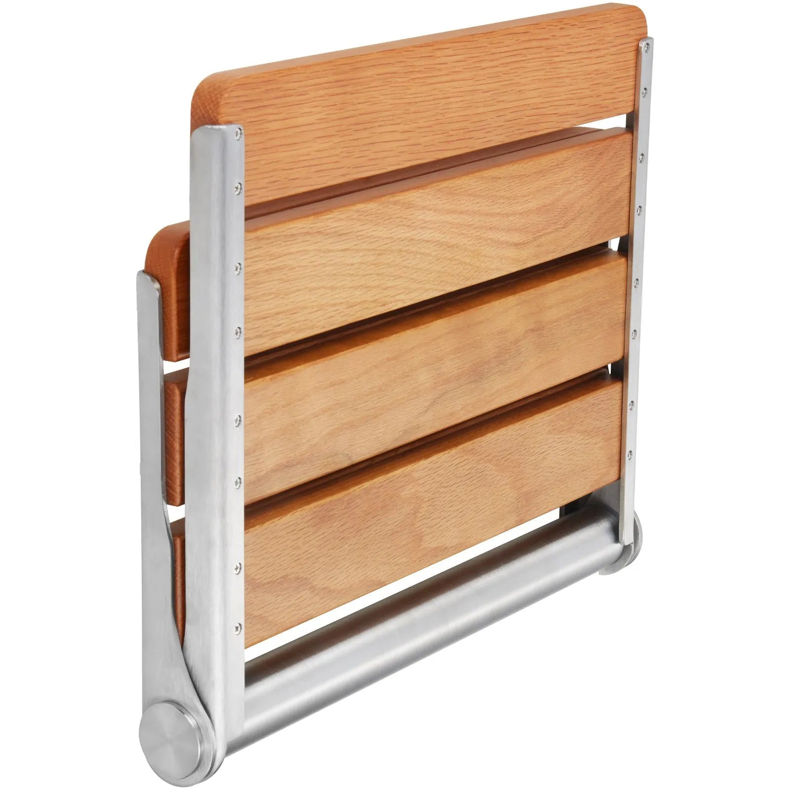VEVOR Folding Oak Shower Seat 16.1" x 13.4" Wall Mounted Shower Bench 440 lbs