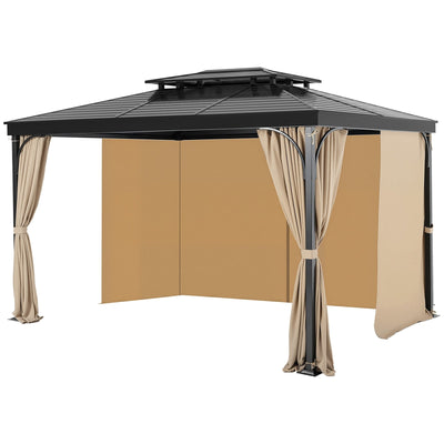 VEVOR Gazebo Privacy Curtain 12' x 10' x 7.3' Waterproof Gazebo Curtains Khaki 