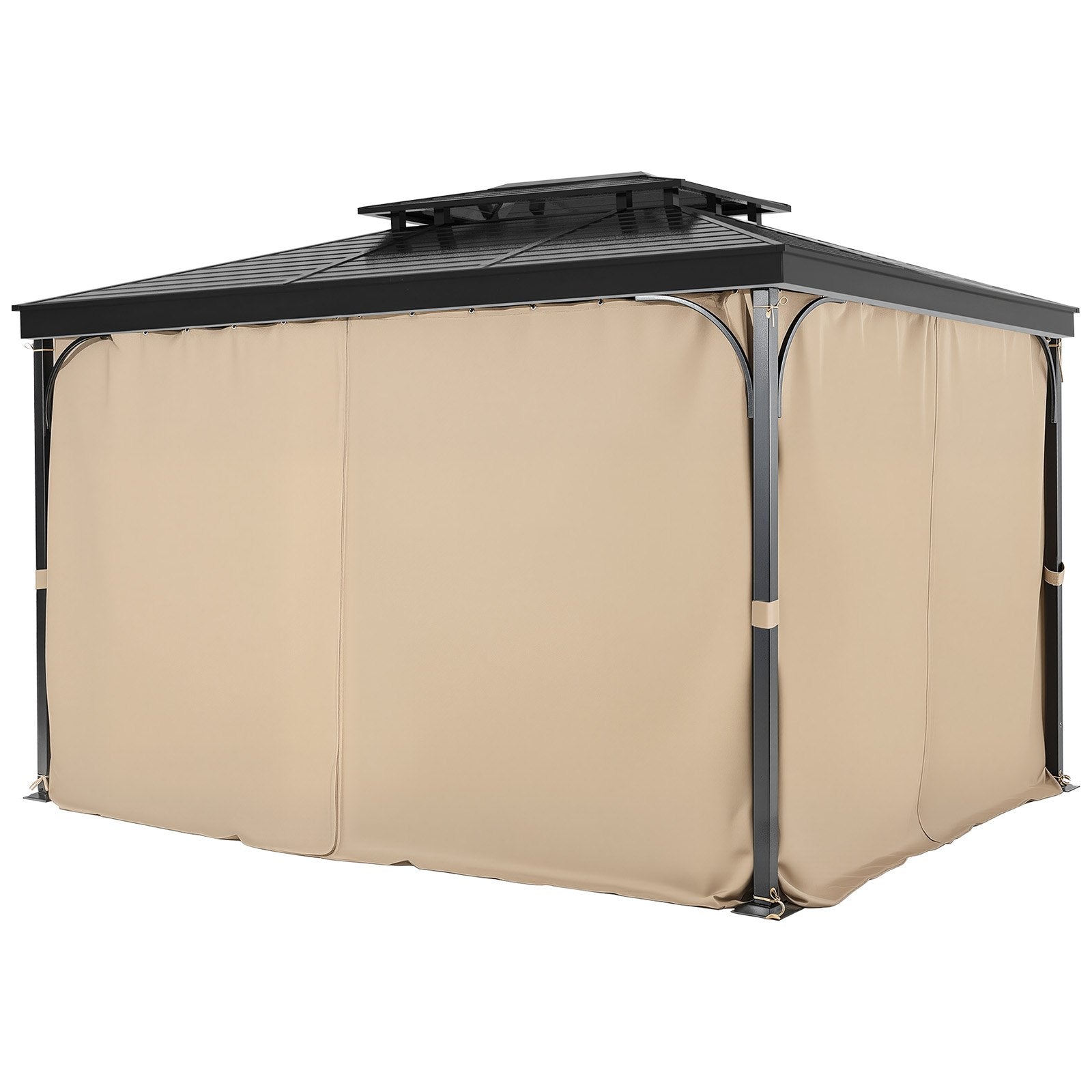 VEVOR Gazebo Privacy Curtain 12' x 10' x 7.3' Waterproof Gazebo Curtains Khaki 