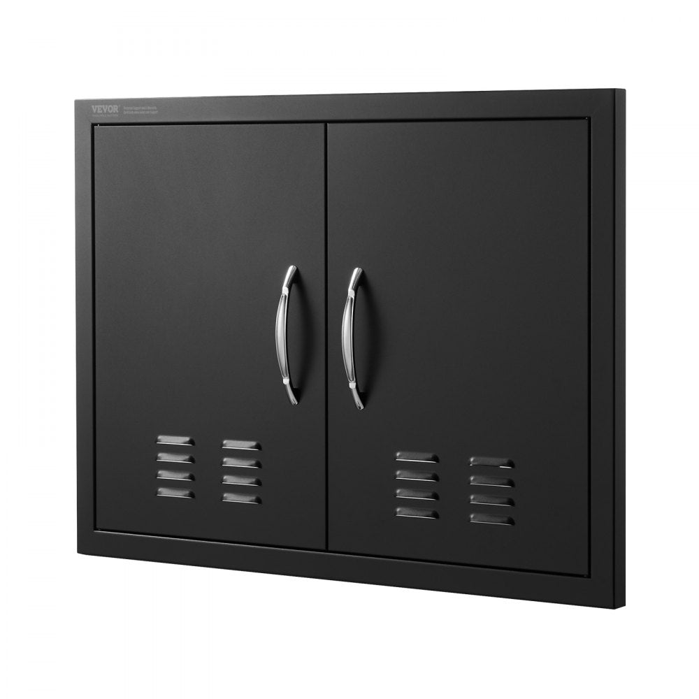 VEVOR BBQ Access Door, 30W x 21H Inch Double Outdoor Kitchen Door, Cold Plate Flush Mount Door, Wall Vertical Door with Handles and Ventss, for BBQ Island, Grilling Station, Outside Cabinet 