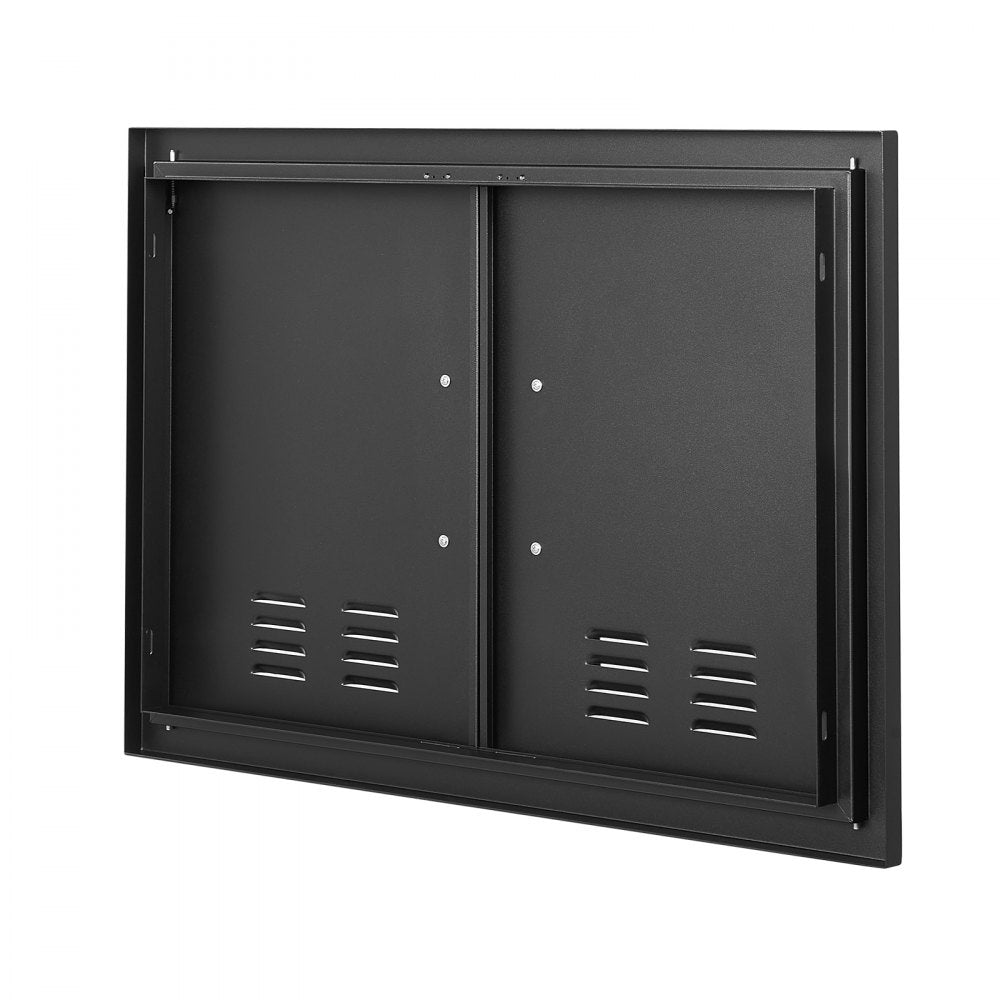 VEVOR BBQ Access Door, 30W x 21H Inch Double Outdoor Kitchen Door, Cold Plate Flush Mount Door, Wall Vertical Door with Handles and Ventss, for BBQ Island, Grilling Station, Outside Cabinet 