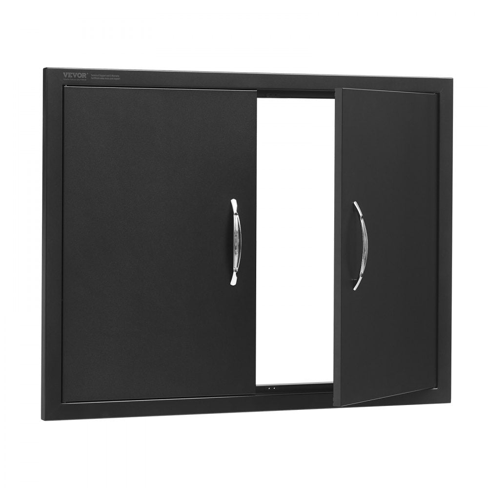 VEVOR BBQ Access Door, 31W x 24H Inch Double Outdoor Kitchen Door, Cold Plate Flush Mount Door, Wall Vertical Door with Handles, for BBQ Island, Grilling Station, Outside Cabinet 