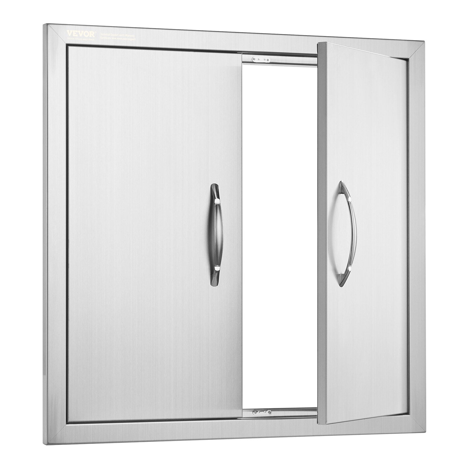 VEVOR BBQ Access Door, 24W x 24H Inch Double Outdoor Kitchen Door, Stainless Steel Flush Mount Door, Double Wall Vertical Door with Handles and Hooks, for BBQ Island, Grilling Station, Outside Cabinet 