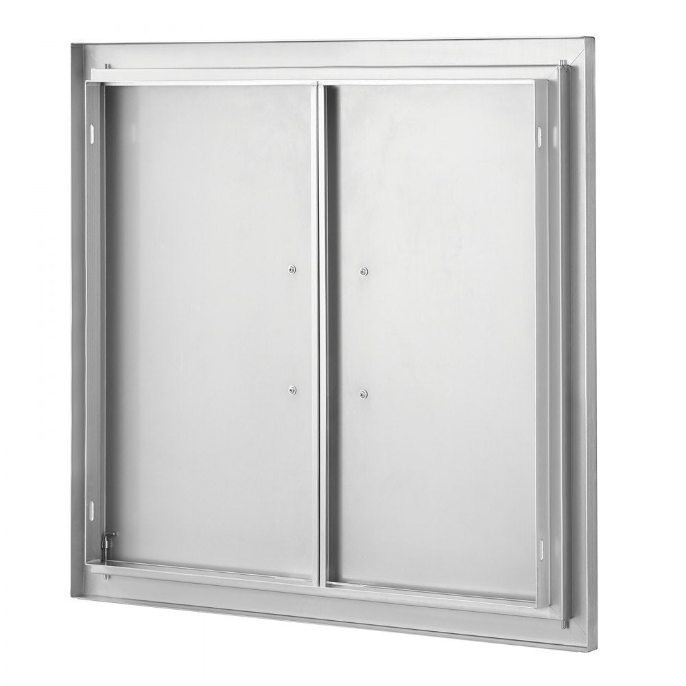 VEVOR BBQ Access Door, 26W x 24H Inch Double Outdoor Kitchen Door, Stainless Steel Flush Mount Door, Wall Vertical Door with Handles, for BBQ Island, Grilling Station, Outside Cabinet 