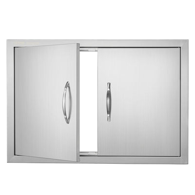 VEVOR BBQ Access Door, 28W x 19H Inch Double Outdoor Kitchen Door, Stainless Steel Flush Mount Door, Wall Vertical Door with Handles, for BBQ Island, Grilling Station, Outside Cabinet 