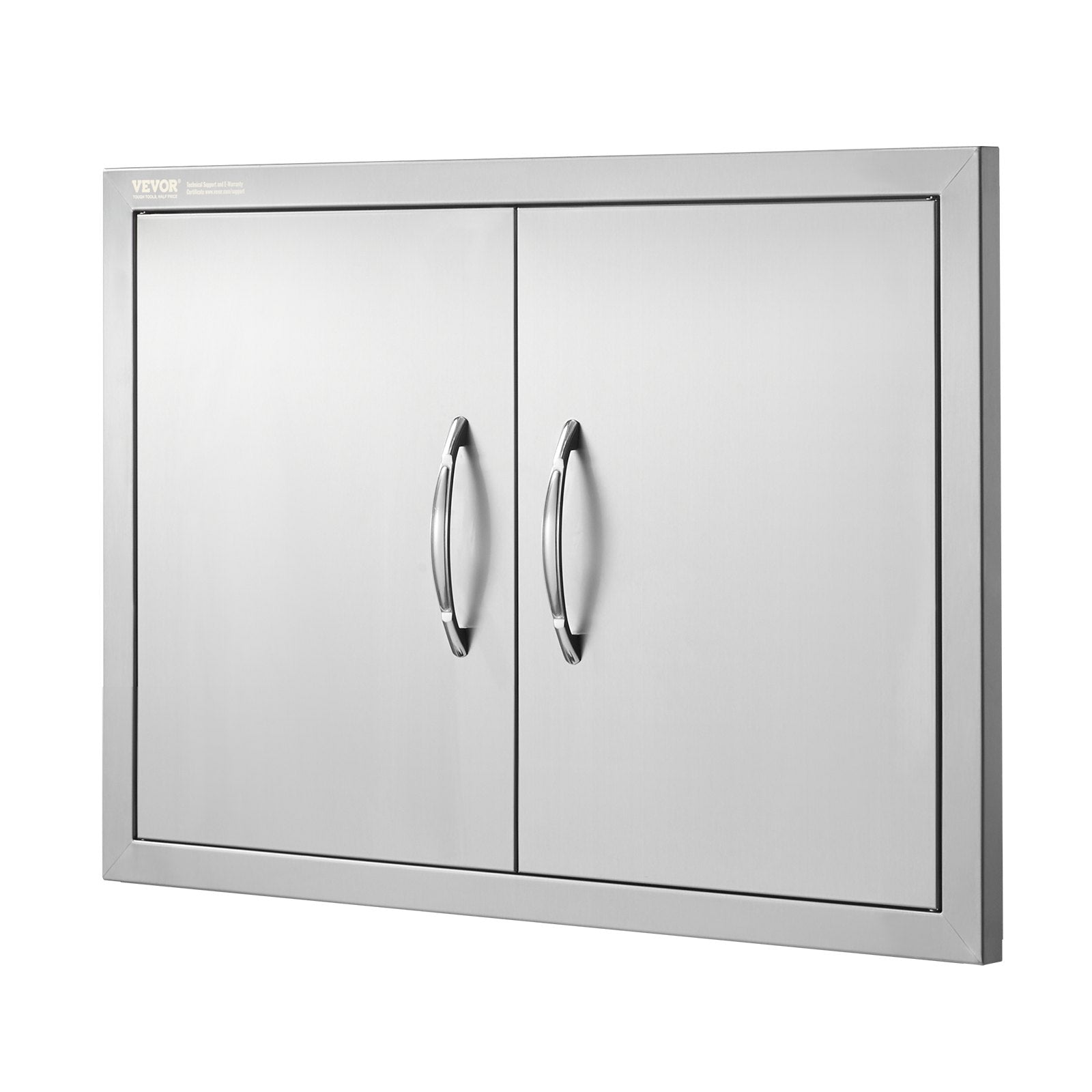 VEVOR BBQ Access Door, 28W x 19H Inch Double Outdoor Kitchen Door, Stainless Steel Flush Mount Door, Wall Vertical Door with Handles, for BBQ Island, Grilling Station, Outside Cabinet 
