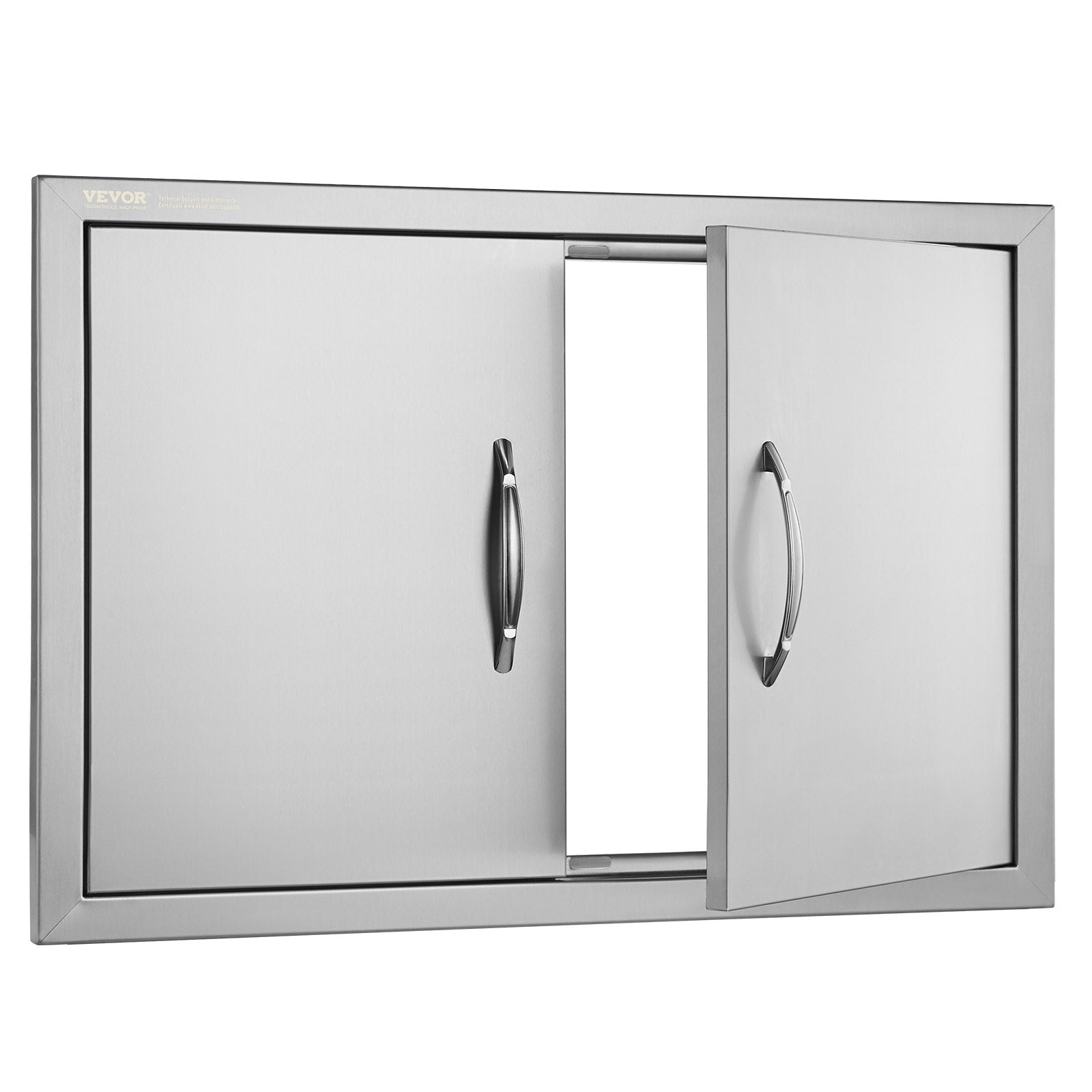 VEVOR BBQ Access Door, 28W x 19H Inch Double Outdoor Kitchen Door, Stainless Steel Flush Mount Door, Wall Vertical Door with Handles, for BBQ Island, Grilling Station, Outside Cabinet 