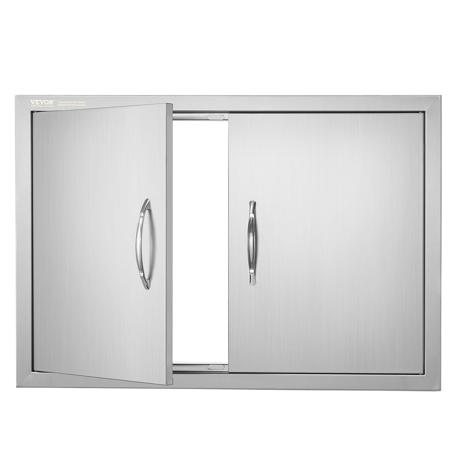 VEVOR BBQ Access Door, 30W x 21H Inch Double Outdoor Kitchen Door, Stainless Steel Flush Mount Door, Wall Vertical Door with Handles, for BBQ Island, Grilling Station, Outside Cabinet 