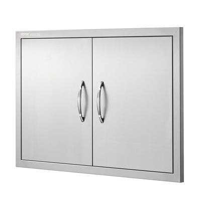 VEVOR BBQ Access Door, 30W x 21H Inch Double Outdoor Kitchen Door, Stainless Steel Flush Mount Door, Wall Vertical Door with Handles, for BBQ Island, Grilling Station, Outside Cabinet 
