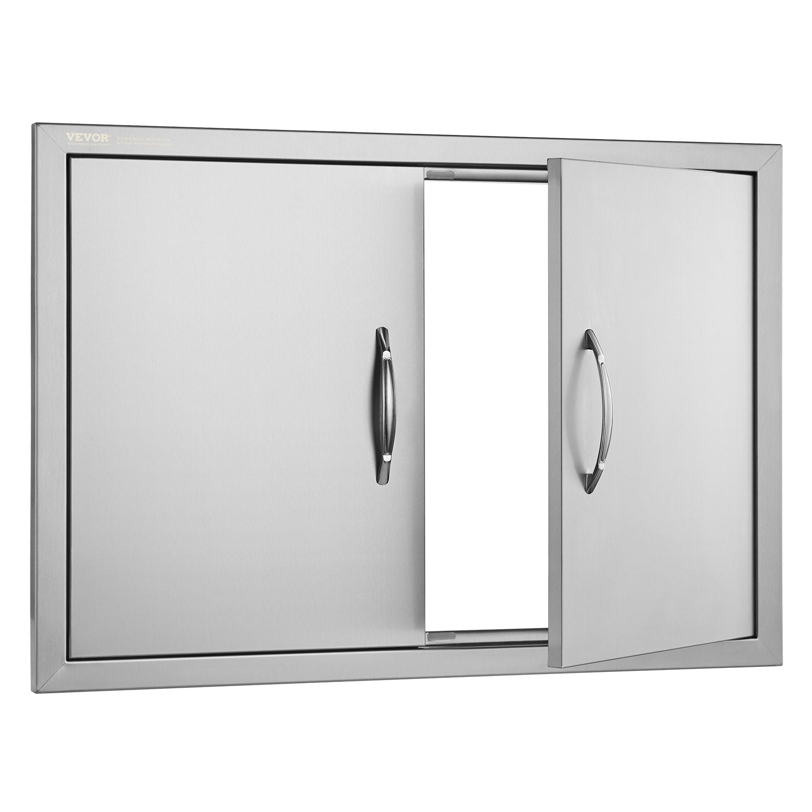 VEVOR BBQ Access Door, 30W x 21H Inch Double Outdoor Kitchen Door, Stainless Steel Flush Mount Door, Wall Vertical Door with Handles, for BBQ Island, Grilling Station, Outside Cabinet 
