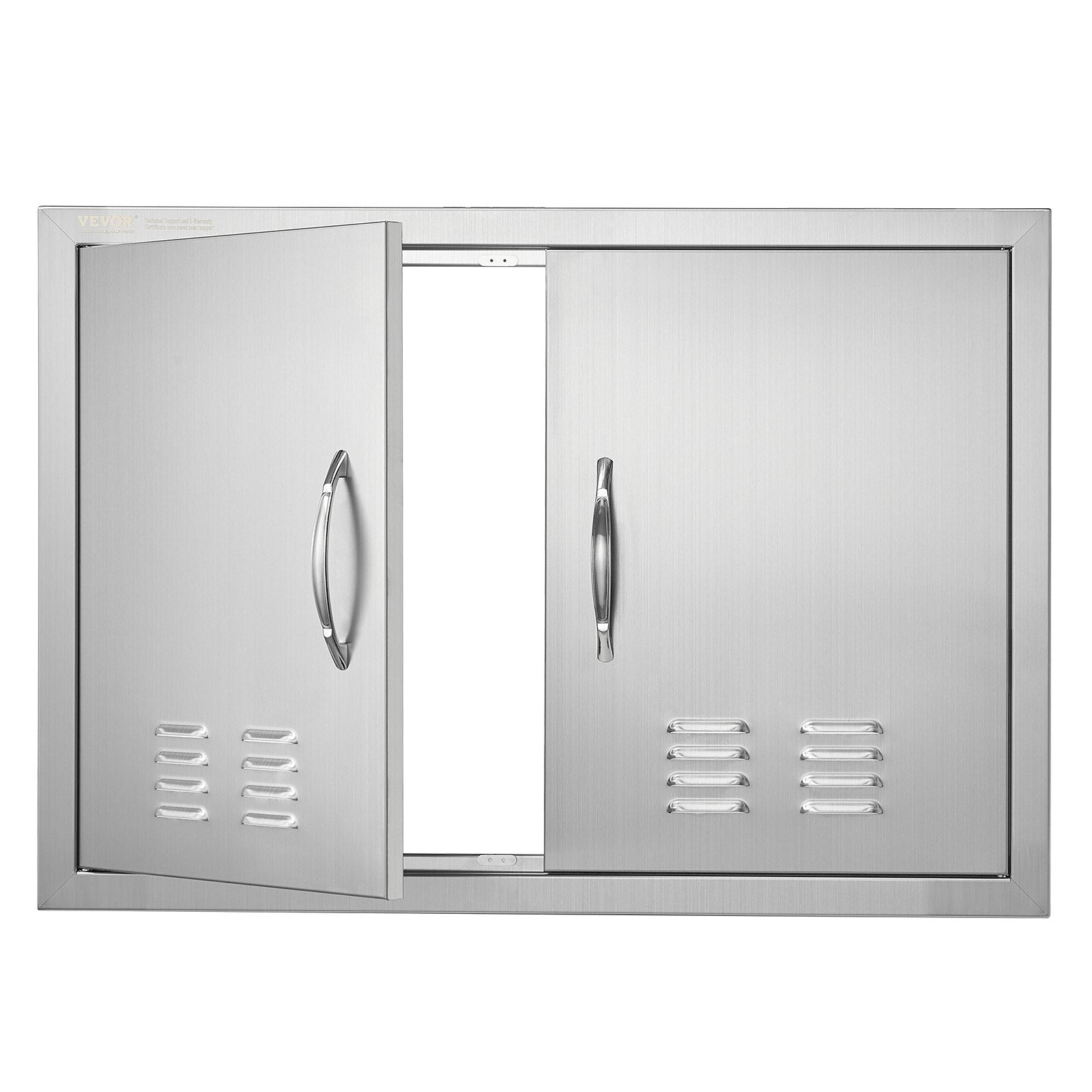 VEVOR BBQ Access Door, 30W x 21H Inch Double Outdoor Kitchen Door, Stainless Steel Flush Mount Door, Wall Vertical Door with Handles and Vents, for BBQ Island, Grilling Station, Outside Cabinet 
