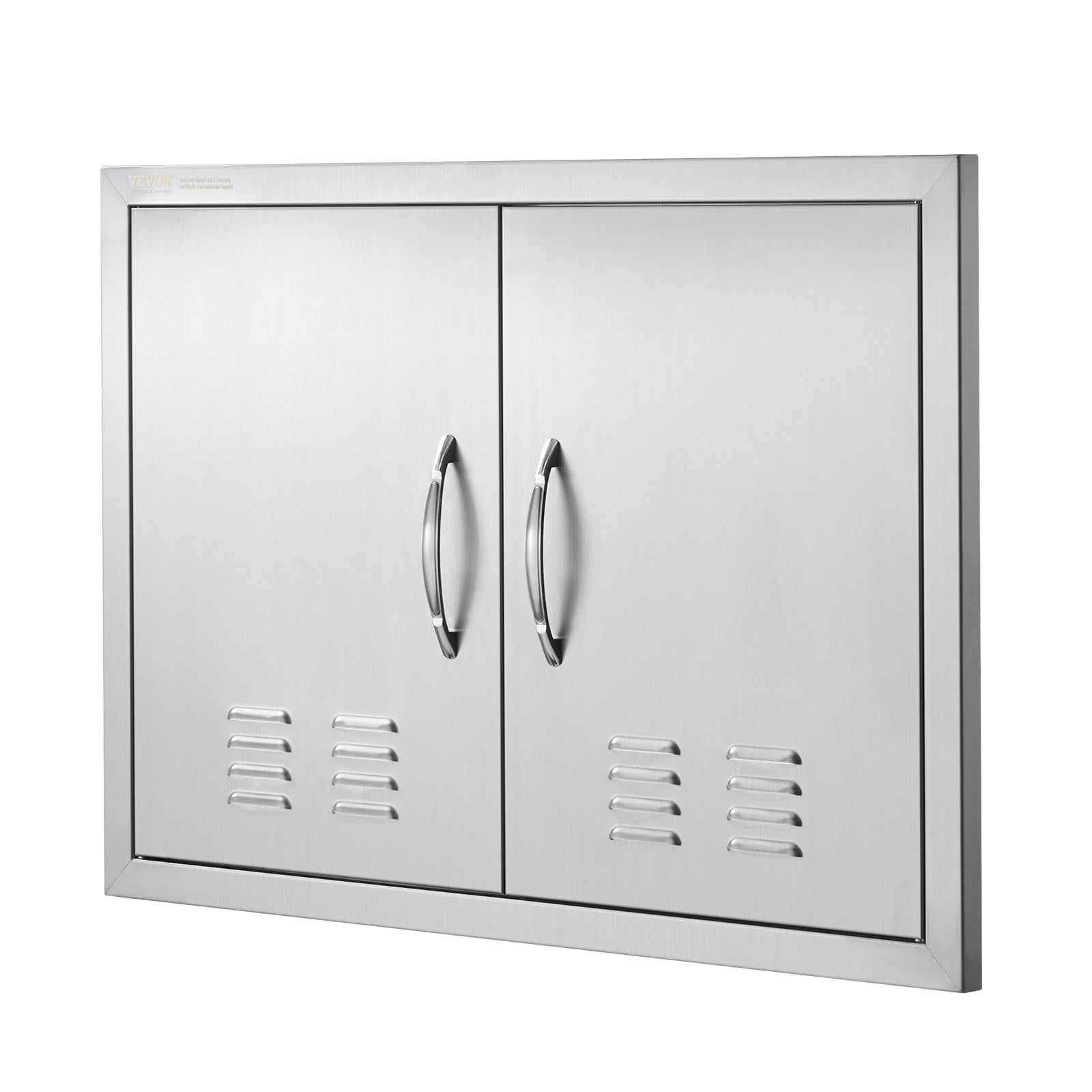 VEVOR BBQ Access Door, 30W x 21H Inch Double Outdoor Kitchen Door, Stainless Steel Flush Mount Door, Wall Vertical Door with Handles and Vents, for BBQ Island, Grilling Station, Outside Cabinet 