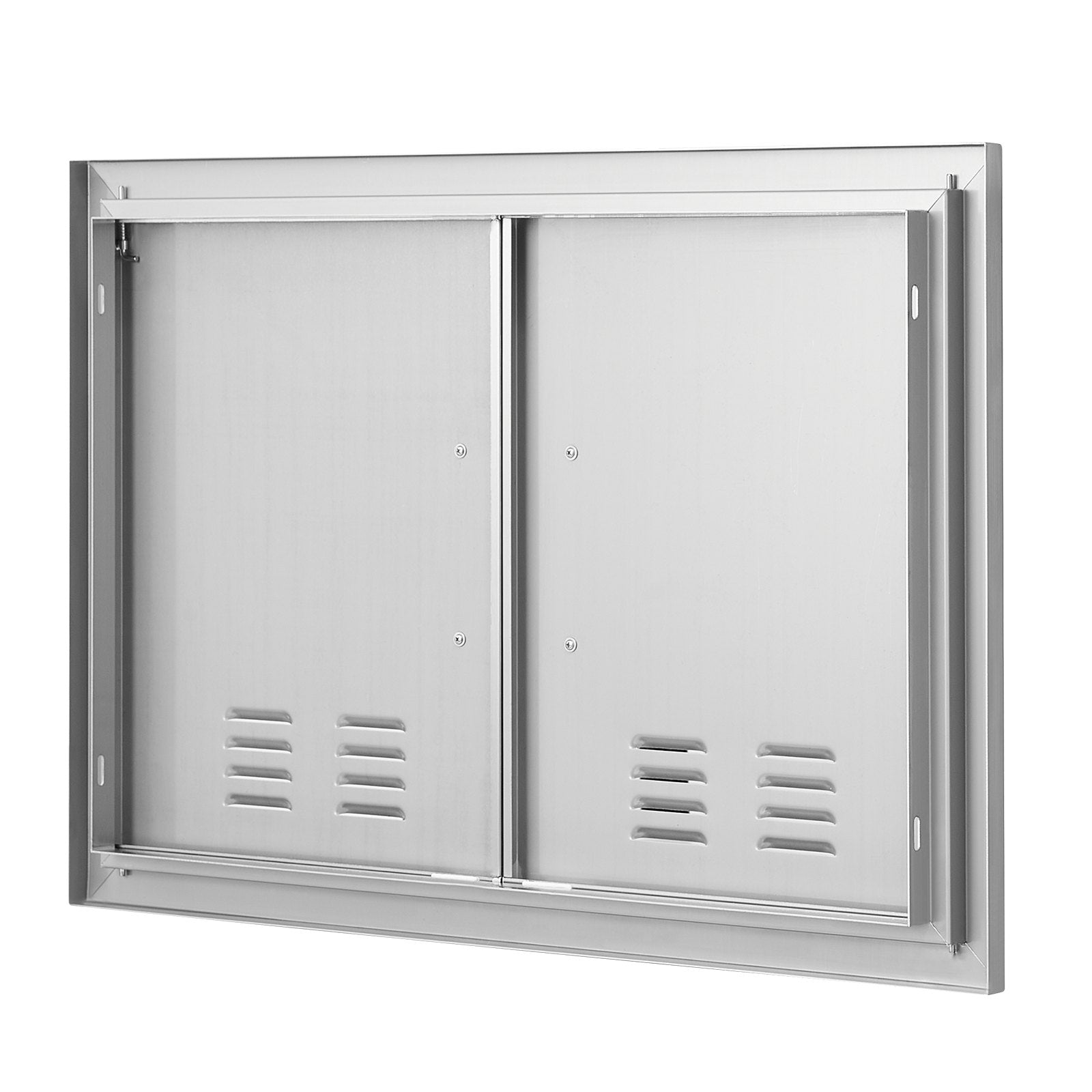 VEVOR BBQ Access Door, 30W x 21H Inch Double Outdoor Kitchen Door, Stainless Steel Flush Mount Door, Wall Vertical Door with Handles and Vents, for BBQ Island, Grilling Station, Outside Cabinet 
