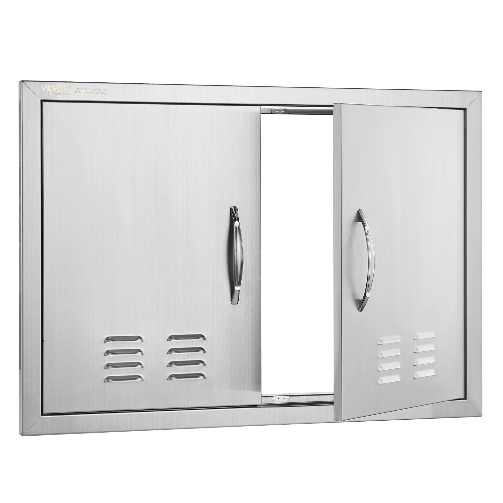 VEVOR BBQ Access Door, 30W x 21H Inch Double Outdoor Kitchen Door, Stainless Steel Flush Mount Door, Wall Vertical Door with Handles and Vents, for BBQ Island, Grilling Station, Outside Cabinet 