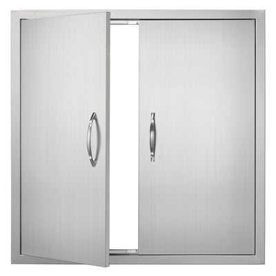 VEVOR BBQ Access Door, 31W x 31H Inch Double Outdoor Kitchen Door, Stainless Steel Flush Mount Door, Wall Vertical Door with Handles, for BBQ Island, Grilling Station, Outside Cabinet 