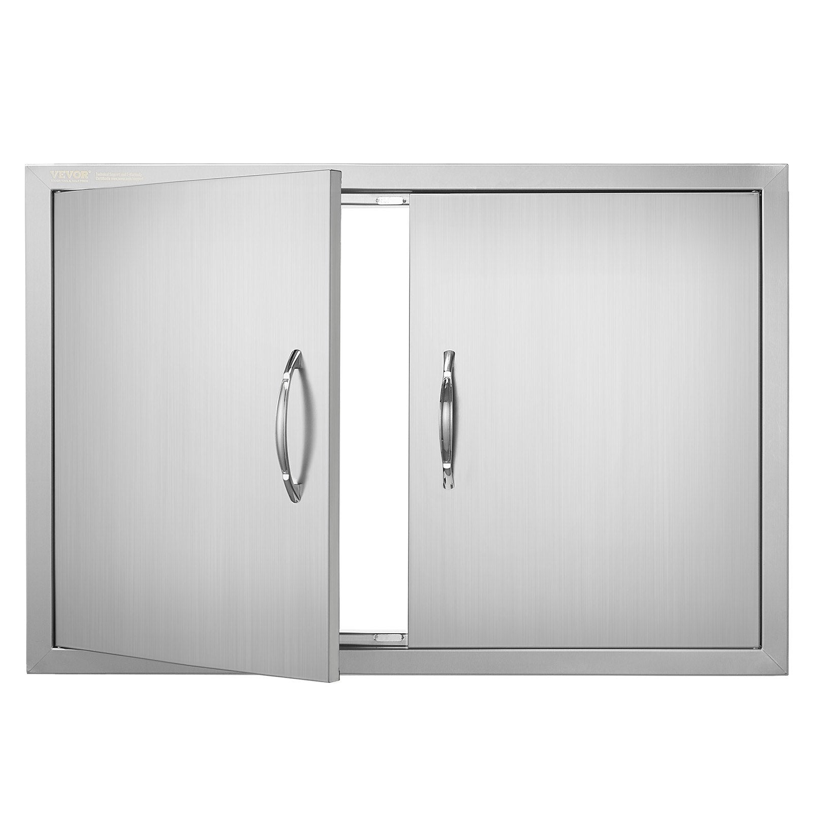 VEVOR BBQ Access Door, 33W x 22H Inch Double Outdoor Kitchen Door, Stainless Steel Flush Mount Door, Wall Vertical Door with Handles, for BBQ Island, Grilling Station, Outside Cabinet 