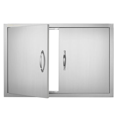 VEVOR BBQ Access Door, 33W x 22H Inch Double Outdoor Kitchen Door, Stainless Steel Flush Mount Door, Wall Vertical Door with Handles, for BBQ Island, Grilling Station, Outside Cabinet 