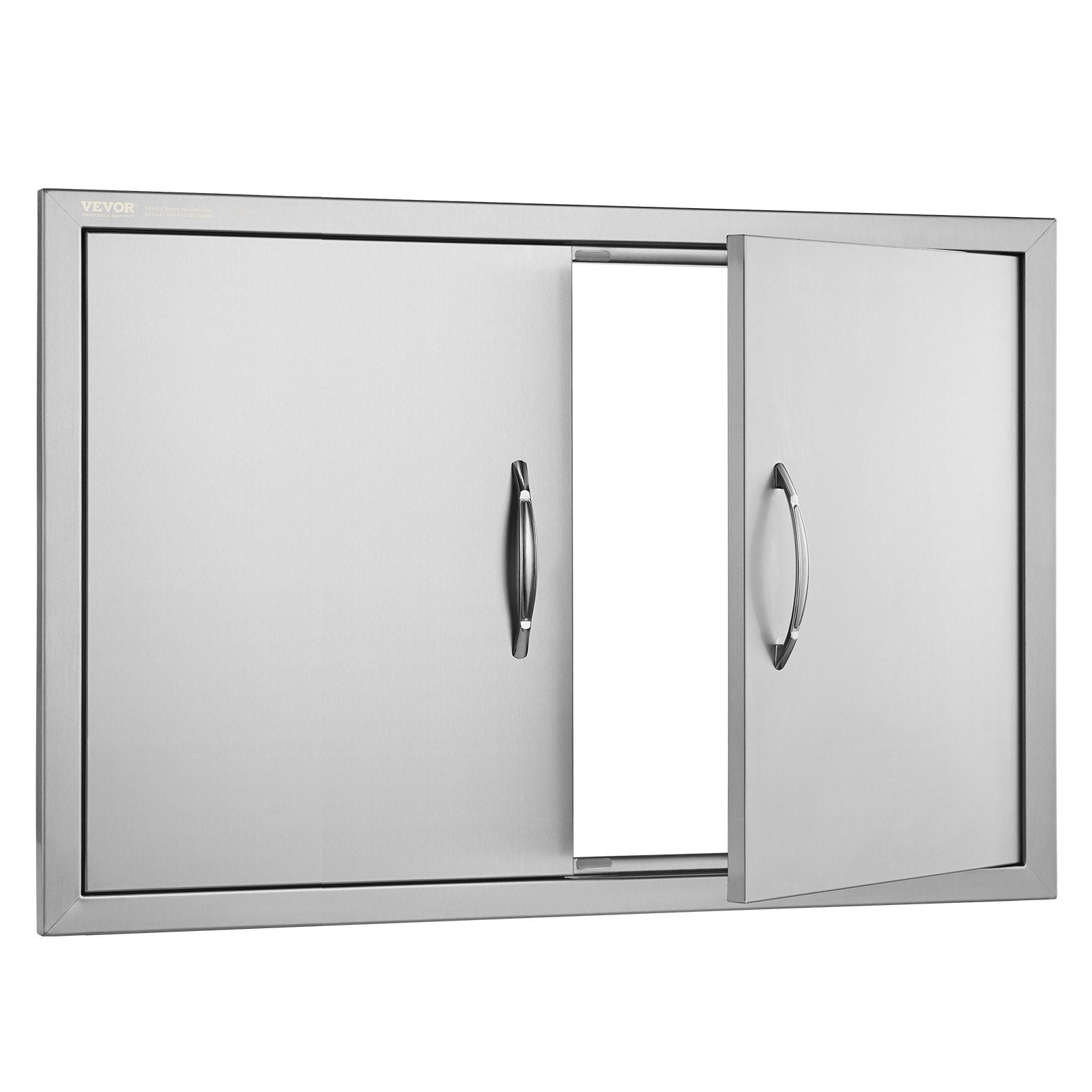 VEVOR BBQ Access Door, 33W x 22H Inch Double Outdoor Kitchen Door, Stainless Steel Flush Mount Door, Wall Vertical Door with Handles, for BBQ Island, Grilling Station, Outside Cabinet 