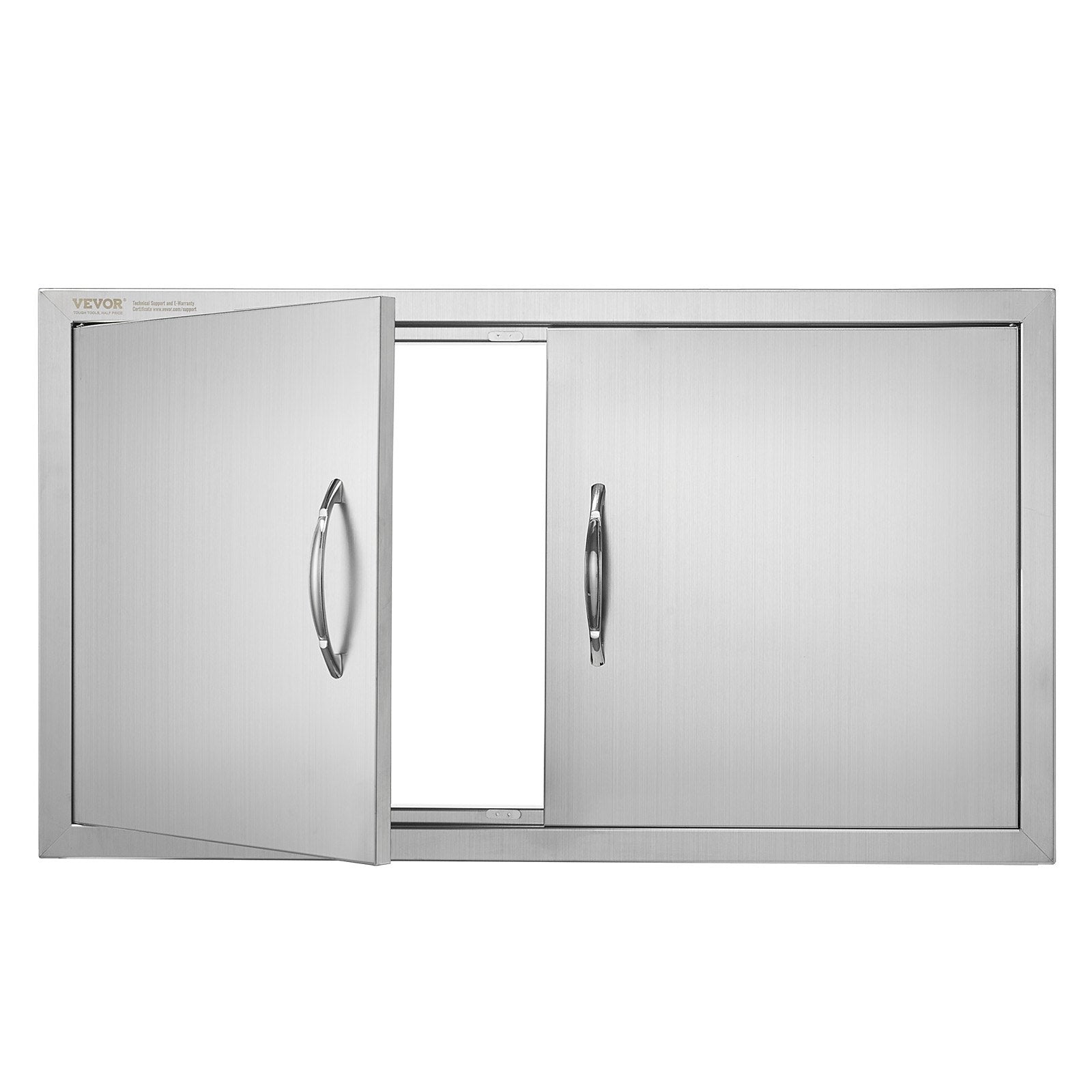 VEVOR BBQ Access Door, 34W x 19H Inch Double Outdoor Kitchen Door, Stainless Steel Flush Mount Door, Wall Vertical Door with Handles, for BBQ Island, Grilling Station, Outside Cabinet 