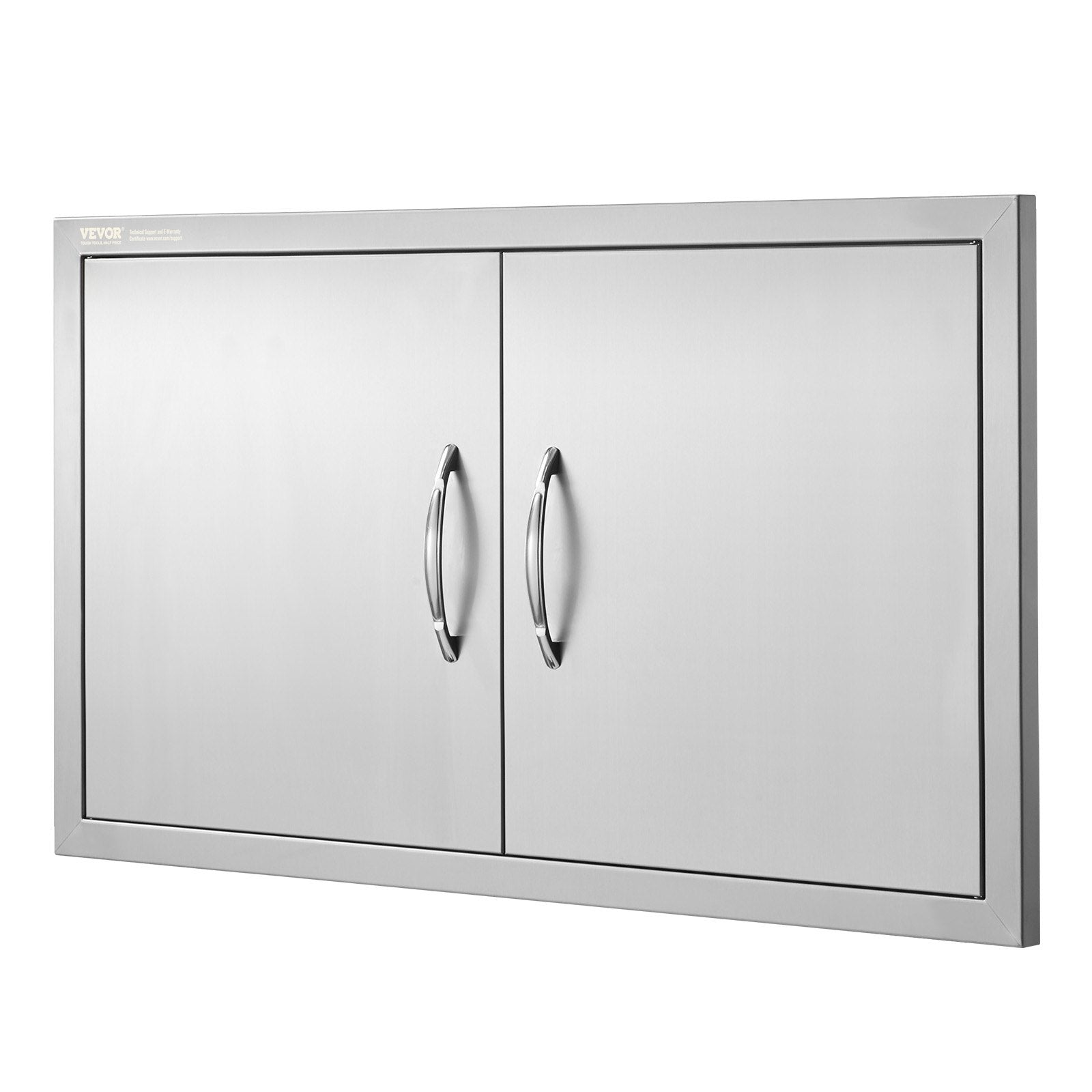 VEVOR BBQ Access Door, 34W x 19H Inch Double Outdoor Kitchen Door, Stainless Steel Flush Mount Door, Wall Vertical Door with Handles, for BBQ Island, Grilling Station, Outside Cabinet 