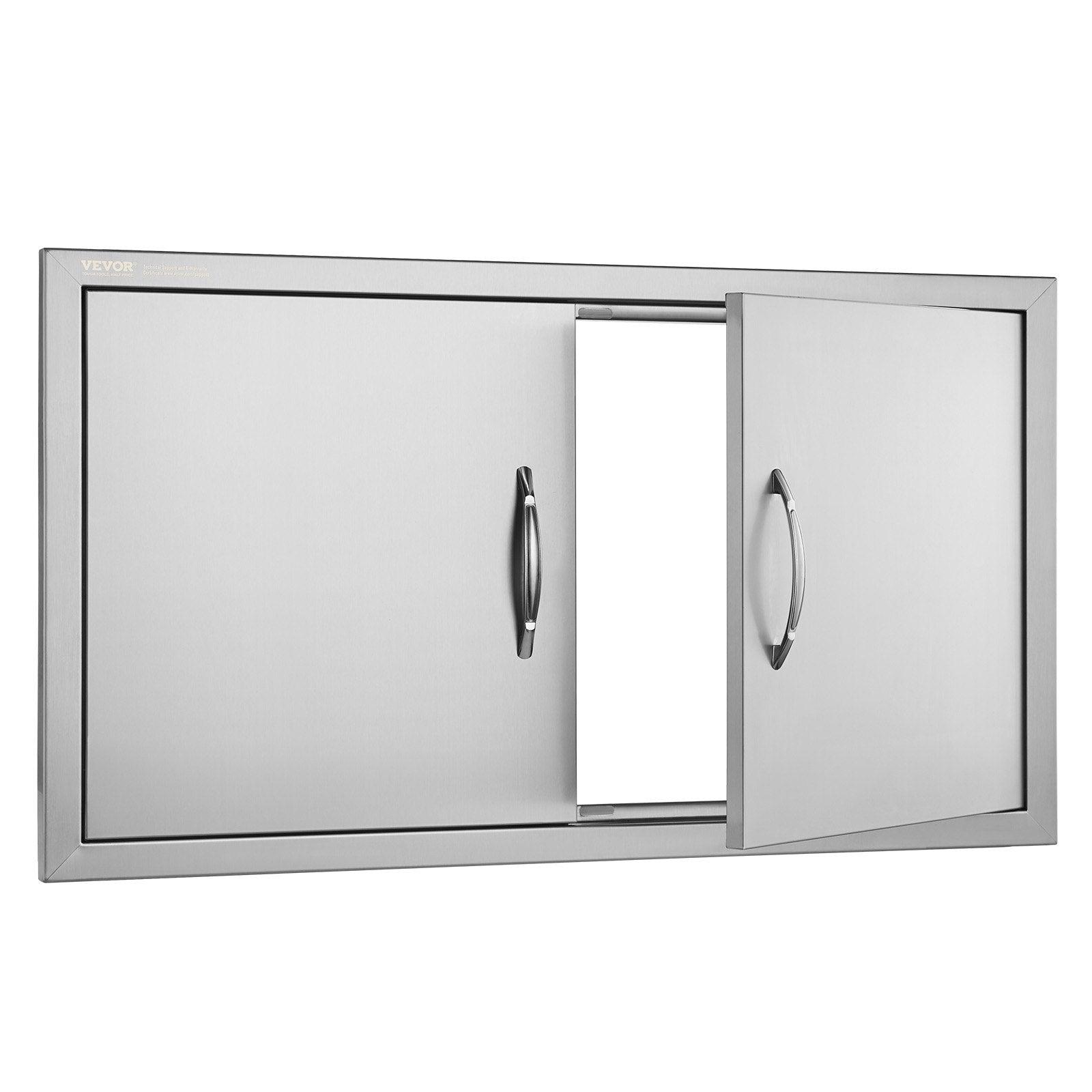 VEVOR BBQ Access Door, 34W x 19H Inch Double Outdoor Kitchen Door, Stainless Steel Flush Mount Door, Wall Vertical Door with Handles, for BBQ Island, Grilling Station, Outside Cabinet 