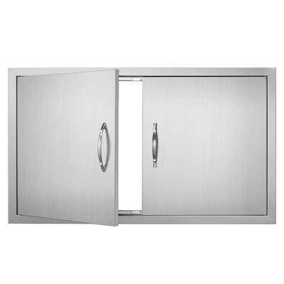 VEVOR BBQ Access Door, 36W x 21H Inch Double Outdoor Kitchen Door, Stainless Steel Flush Mount Door, Wall Vertical Door with Handles, for BBQ Island, Grilling Station, Outside Cabinet 
