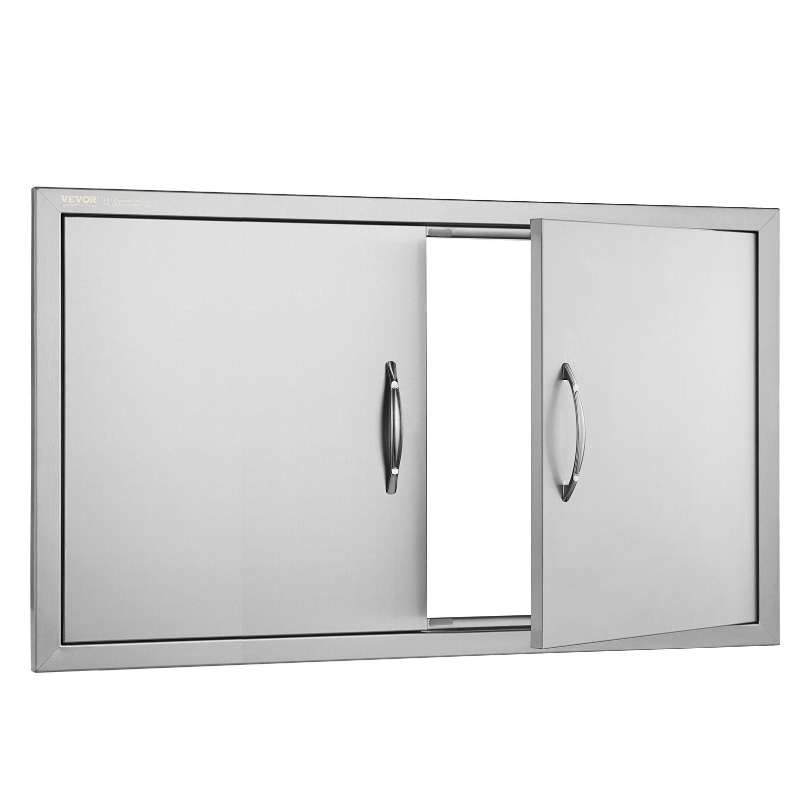 VEVOR BBQ Access Door, 36W x 21H Inch Double Outdoor Kitchen Door, Stainless Steel Flush Mount Door, Wall Vertical Door with Handles, for BBQ Island, Grilling Station, Outside Cabinet 