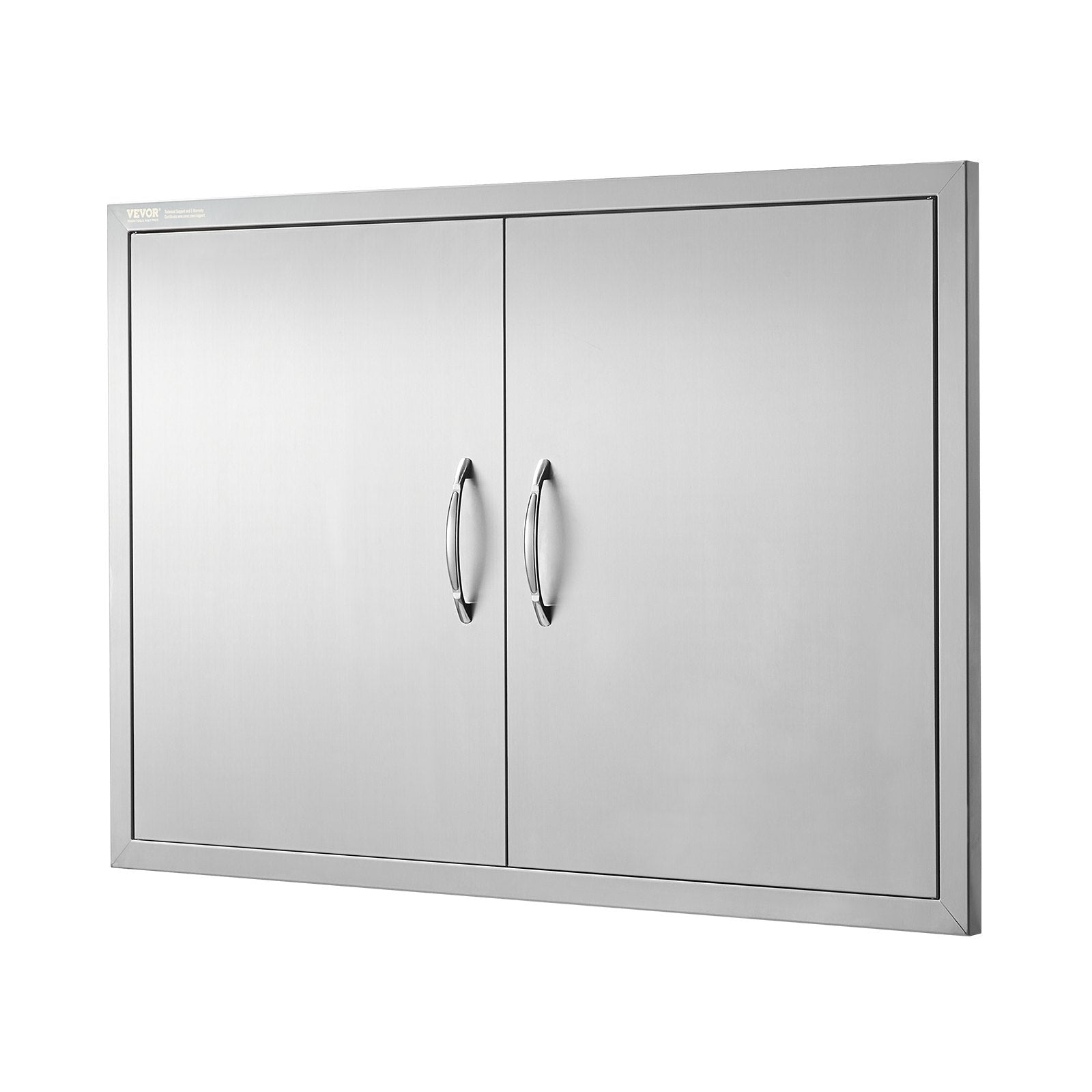 VEVOR BBQ Access Door, 39W x 26H Inch Double Outdoor Kitchen Door, Stainless Steel Flush Mount Door, Wall Vertical Door with Handles and Hooks, for BBQ Island, Grilling Station, Outside Cabinet 