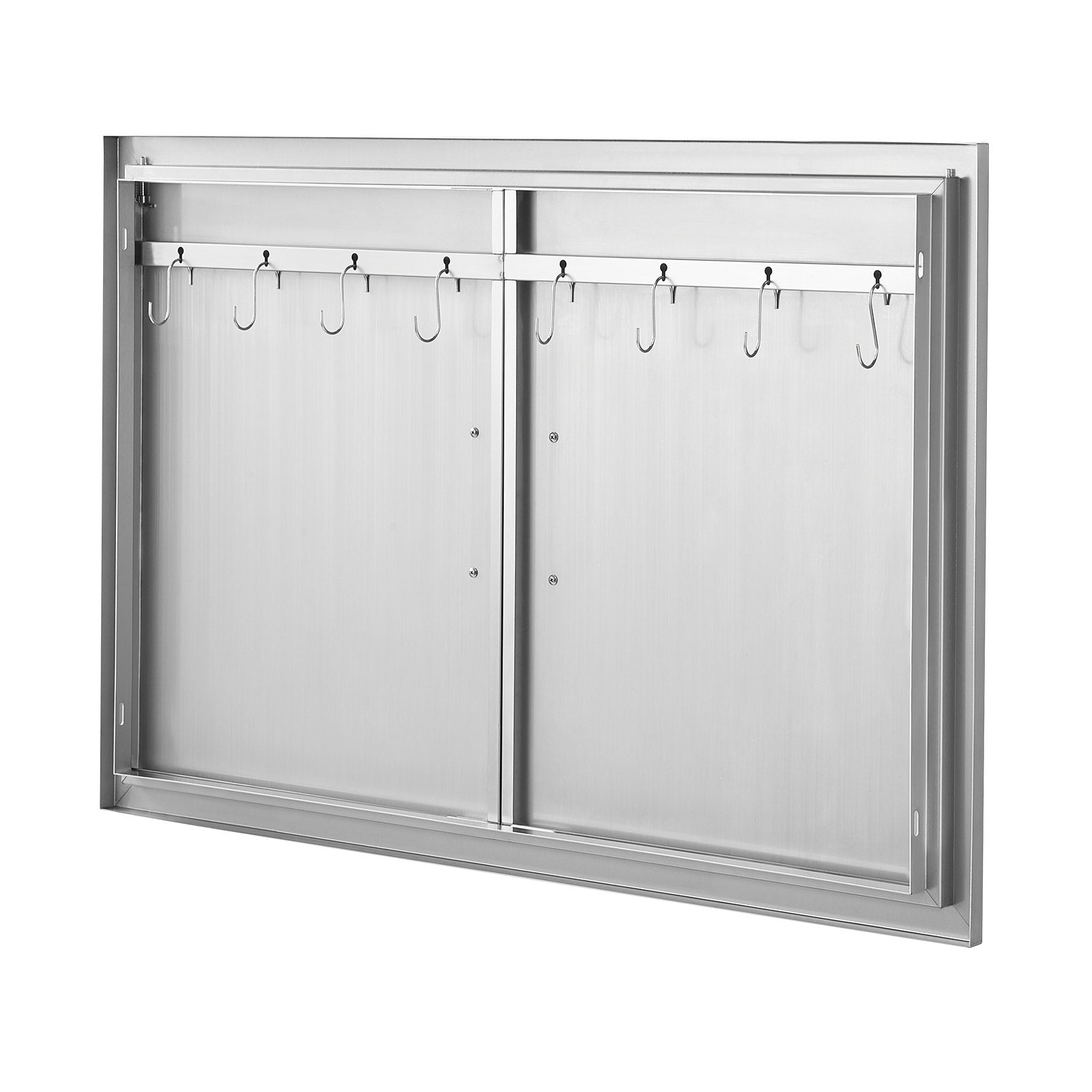 VEVOR BBQ Access Door, 39W x 26H Inch Double Outdoor Kitchen Door, Stainless Steel Flush Mount Door, Wall Vertical Door with Handles and Hooks, for BBQ Island, Grilling Station, Outside Cabinet 