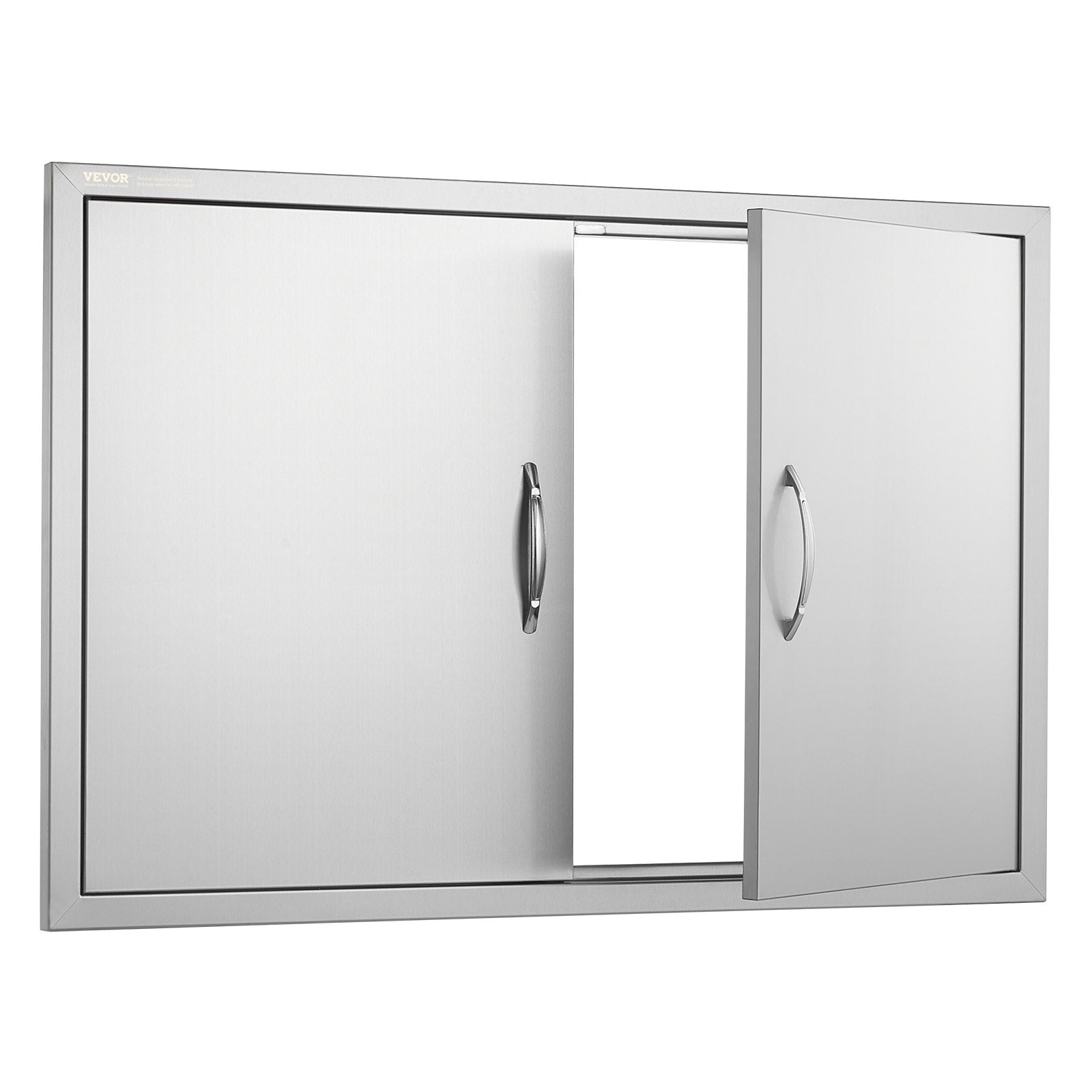 VEVOR BBQ Access Door, 39W x 26H Inch Double Outdoor Kitchen Door, Stainless Steel Flush Mount Door, Wall Vertical Door with Handles and Hooks, for BBQ Island, Grilling Station, Outside Cabinet 