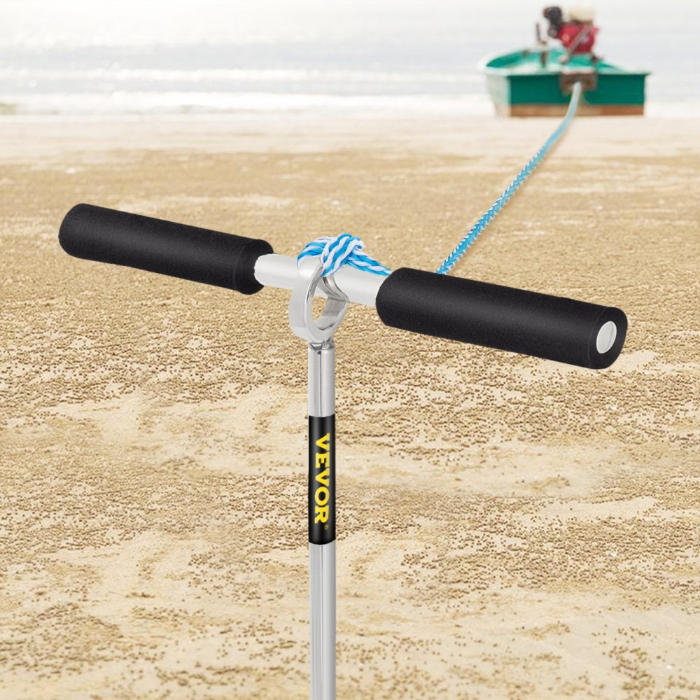 VEVOR Sand Anchor, 18" Length Auger to the Beach and Sandbar, 316 Stainless Steel Screw Anchor w/ Removable Handle, Bungee Line & Carry Bag, for Jet Ski PWC Pontoon Kayak 
