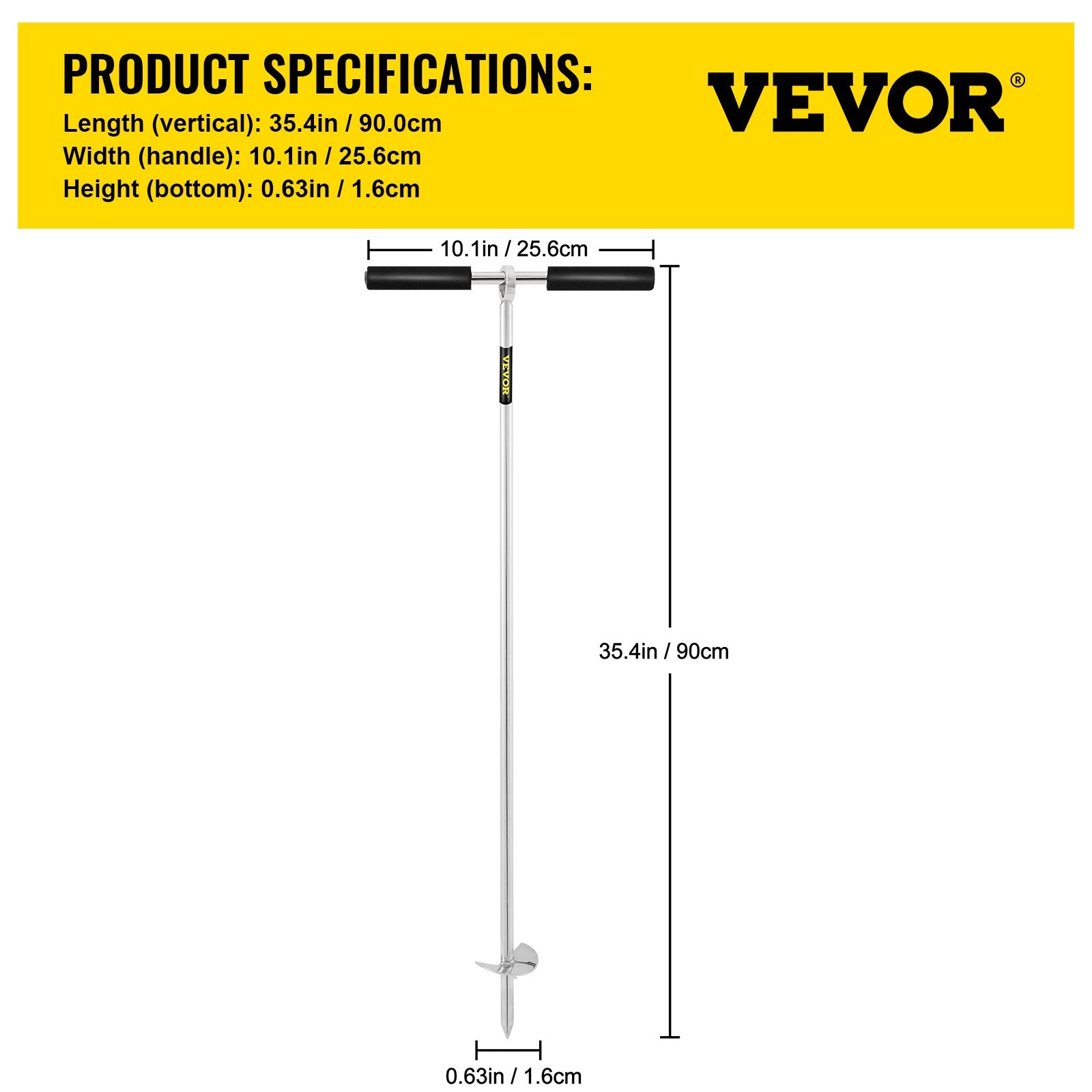 VEVOR Sand Anchor, 36" Length Auger to the Beach and Sandbar, 316 Stainless Steel Screw Anchor w/ Removable Handle, Bungee Line & Carry Bag, for Jet Ski PWC Pontoon Kayak 